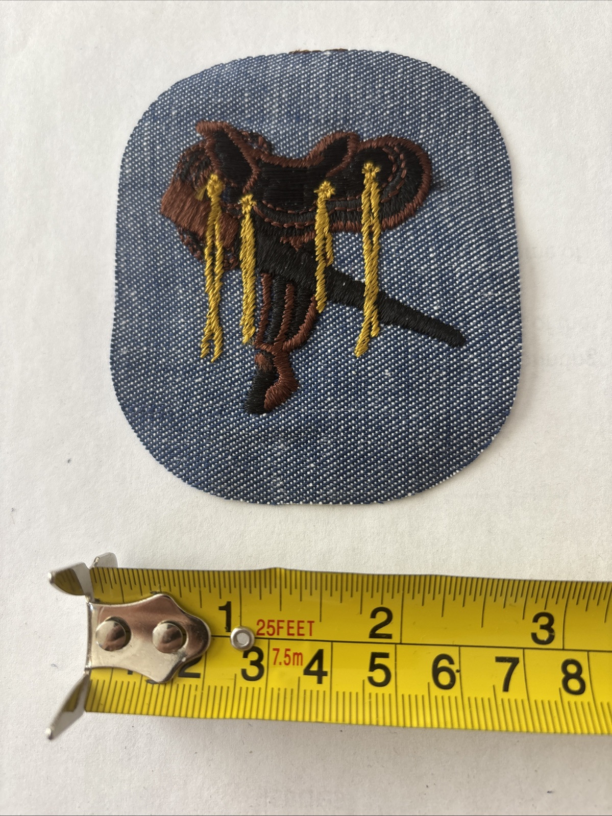 Vintage Leather Saddle Iron On Patch Embroidered Horses 🐴 Western