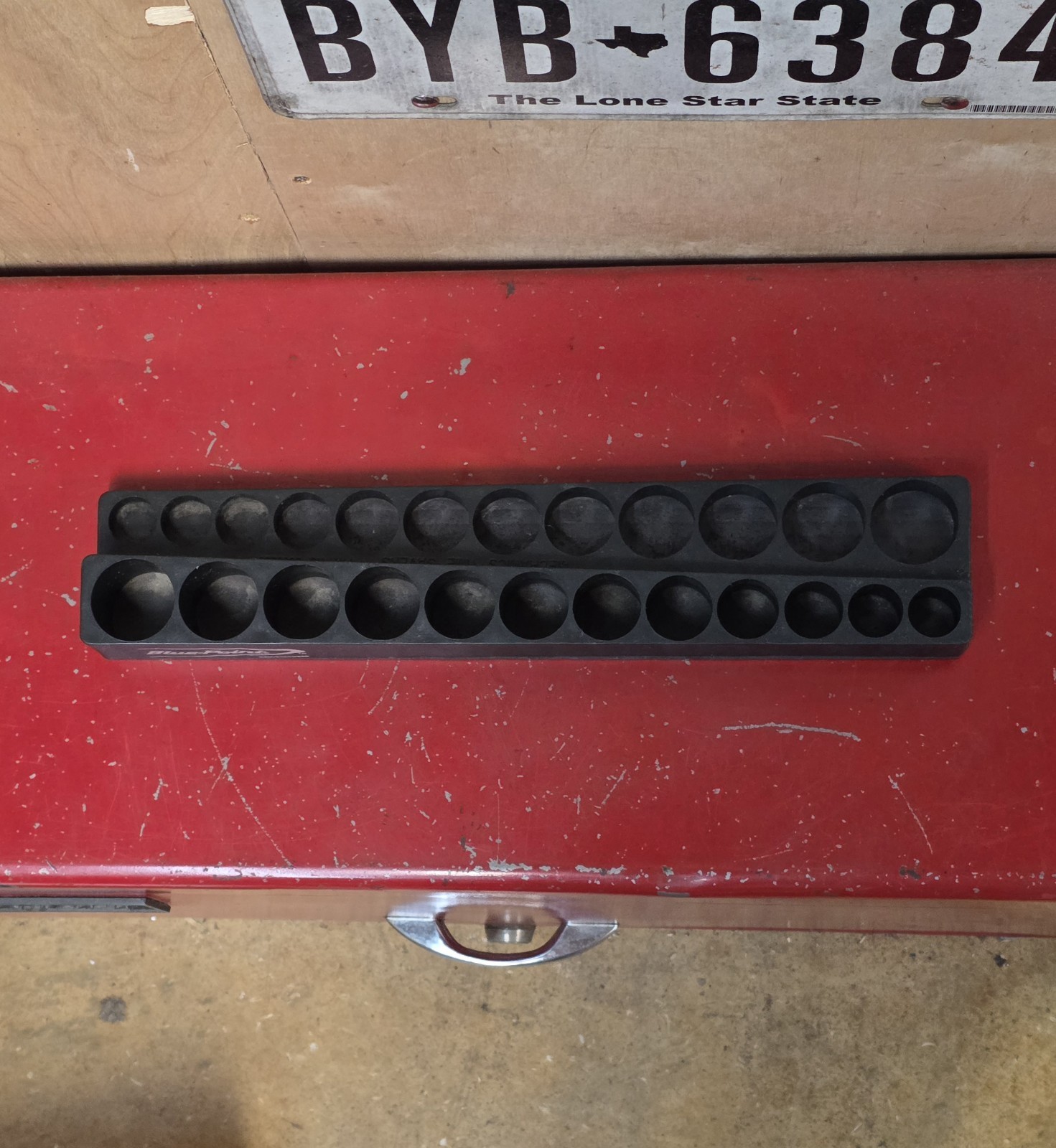 Blue Point 3/8" Drive Socket Organizer Black KMAG38SD24B Magnetic Deep & Shallow