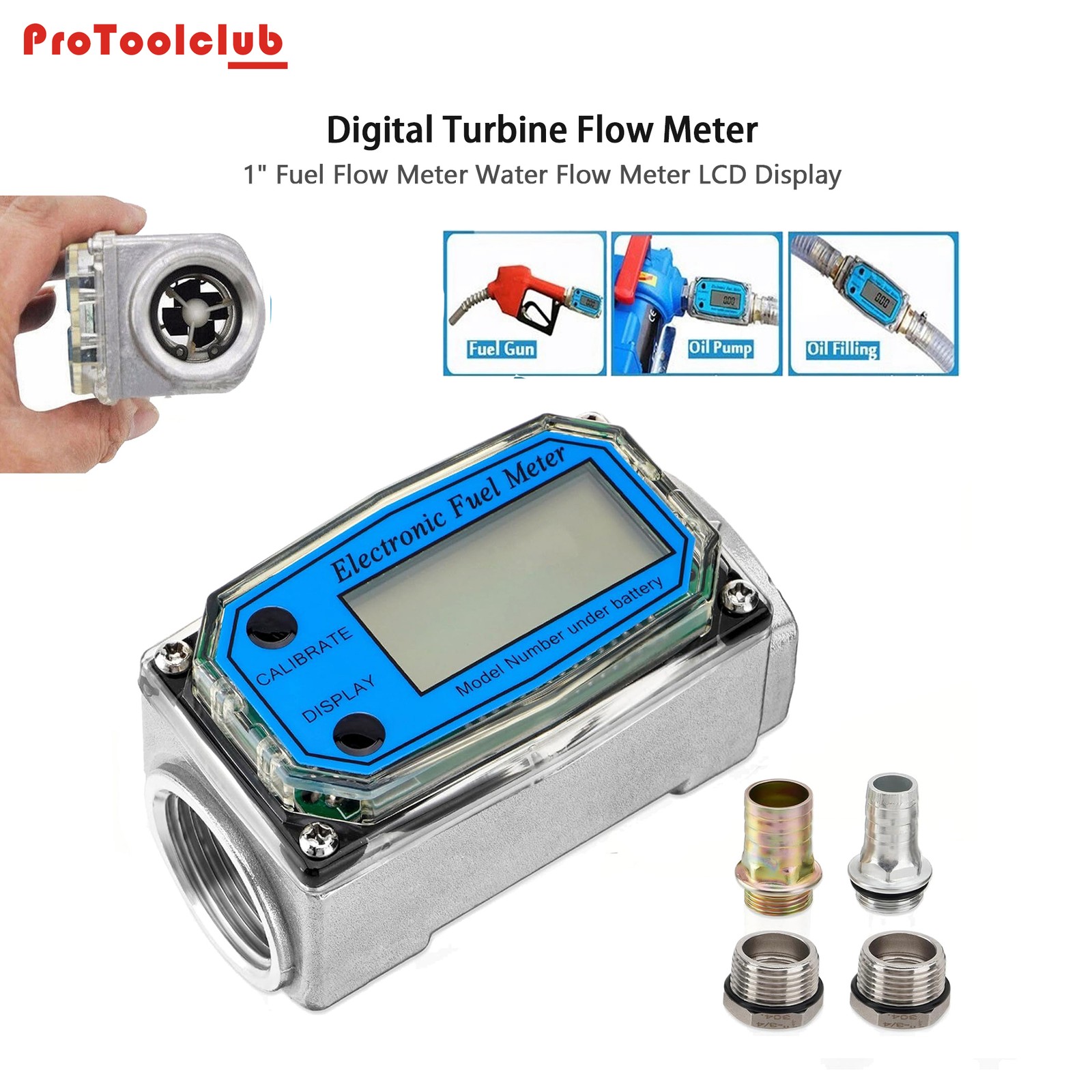1" Digital Turbine Flow Meter High Precision Flow Meter Water Flow Meter LCD New