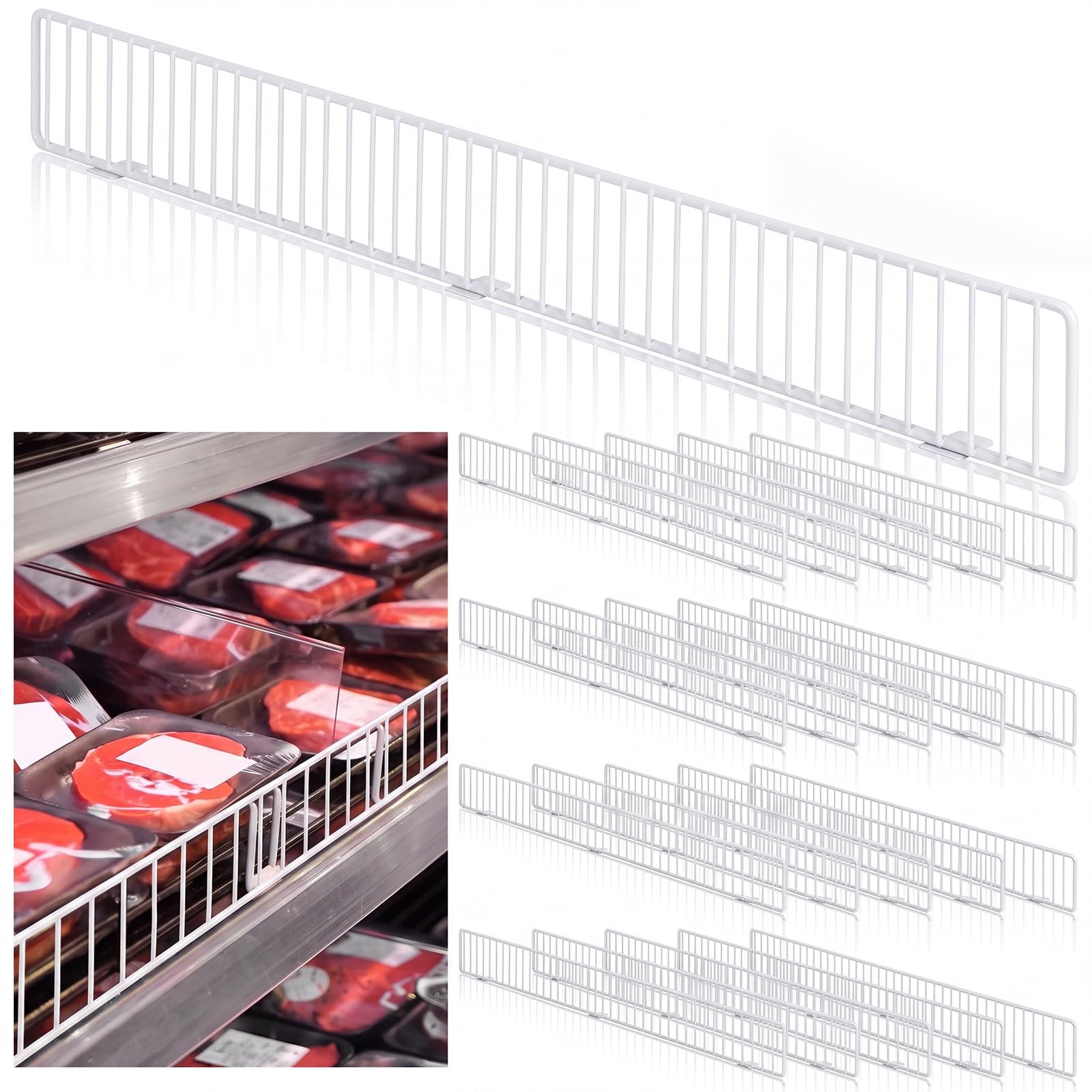 Yaocom 20 Pcs Gondola Shelf Fence 48x3'' Retail Front Wire Guard Rail Divider...