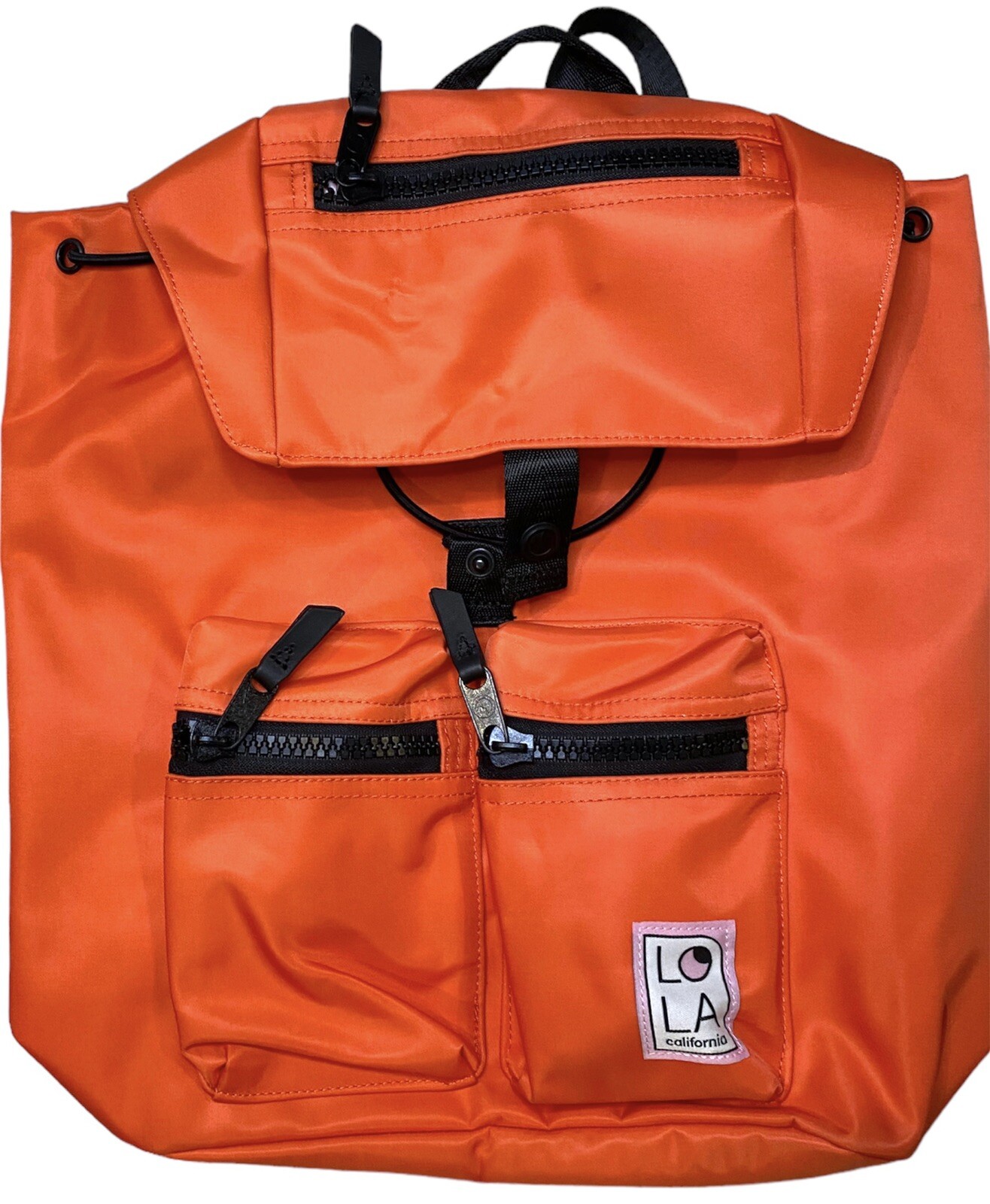 NWOT LOLA Nylon Coral Backpack Mondo Phantasm Large Drawstring Hiking Cali