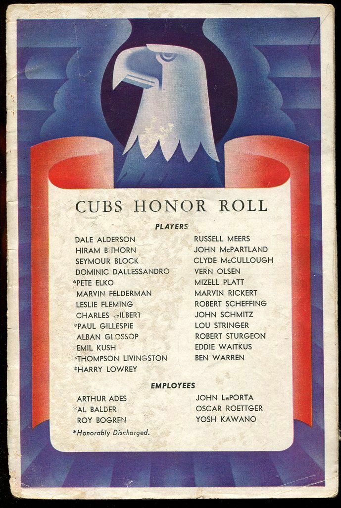 Program Baseball Chicago Cubs - 1945 - Scored New York Giants Mel Ott B