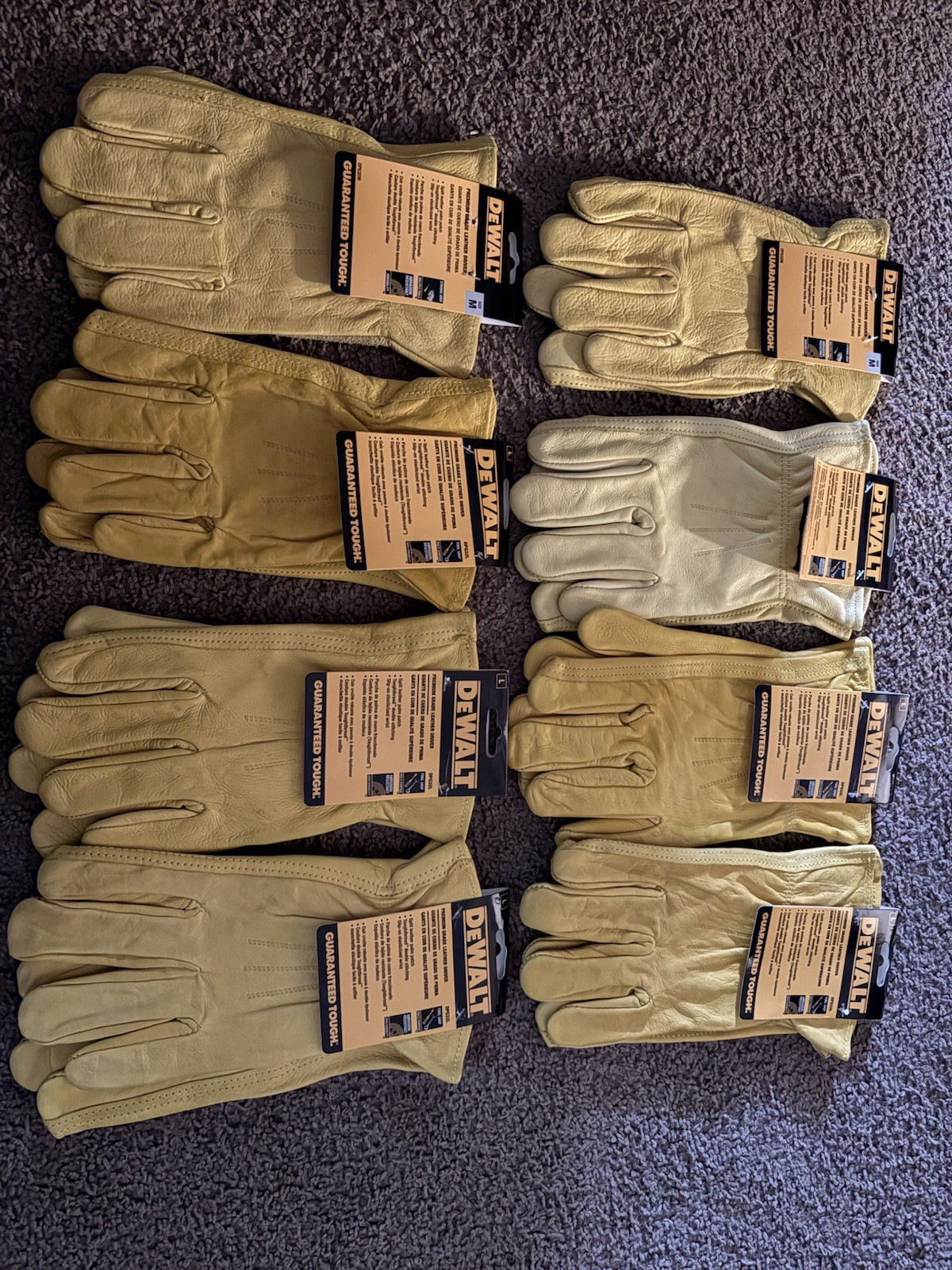 DEWALT DPG32 Premium AB Grade Leather Driver Glove Bundle 2 M 6 L