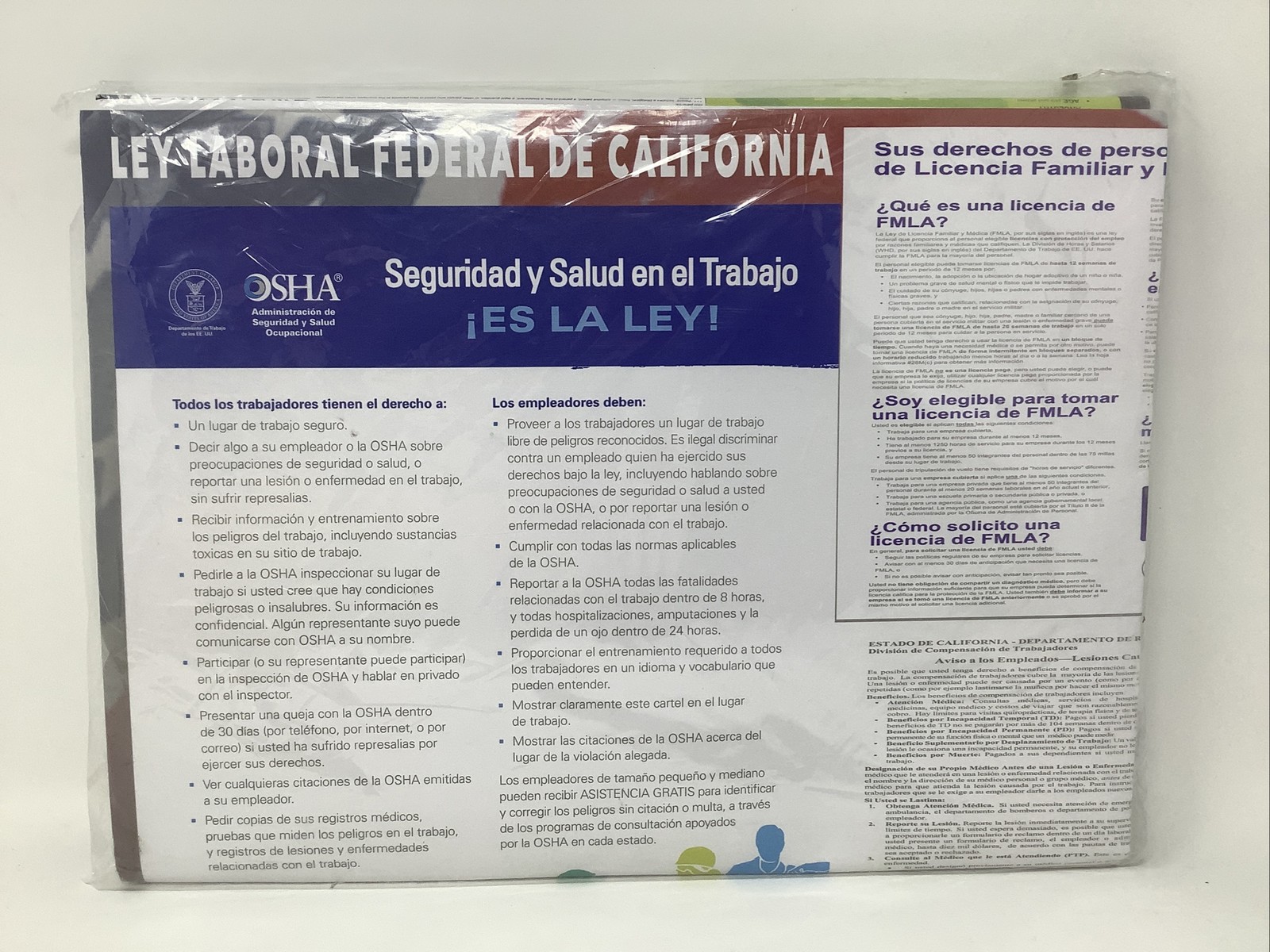 2025 California CA LABOR LAW POSTER (Federal & State) Spanish Plain Paper