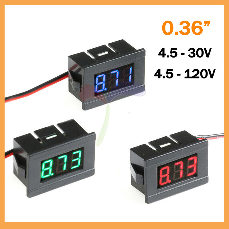 0.36'' 2-wire Mini DC 4.5-30V Voltmeter LED Panel 3-Digit Display Voltage Meter