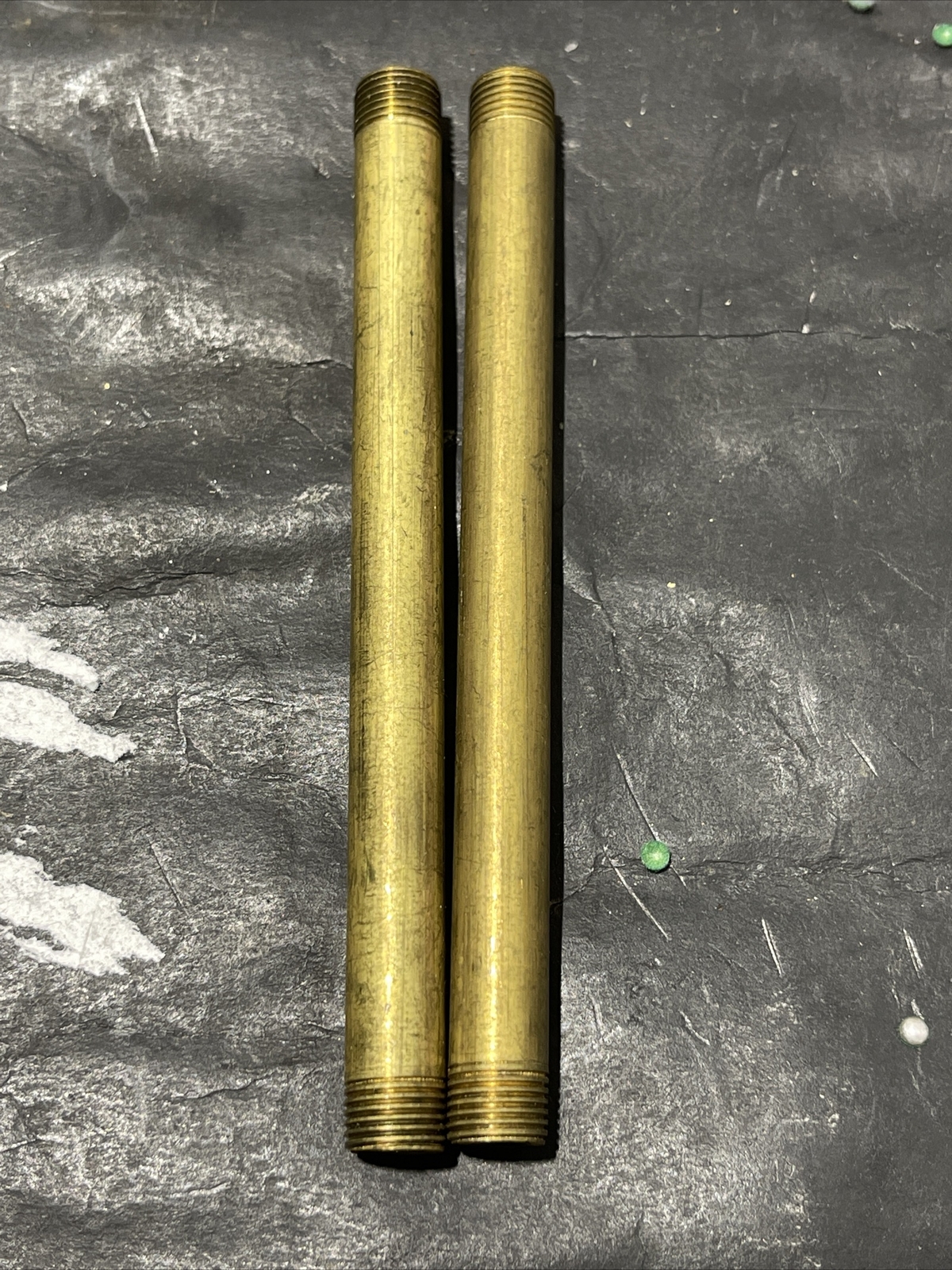4 1/2” X 1/8-27 IPS BRASS UNFINISHED 1/4 LONG THREAD AT ENDS LOT OF 2 PCS