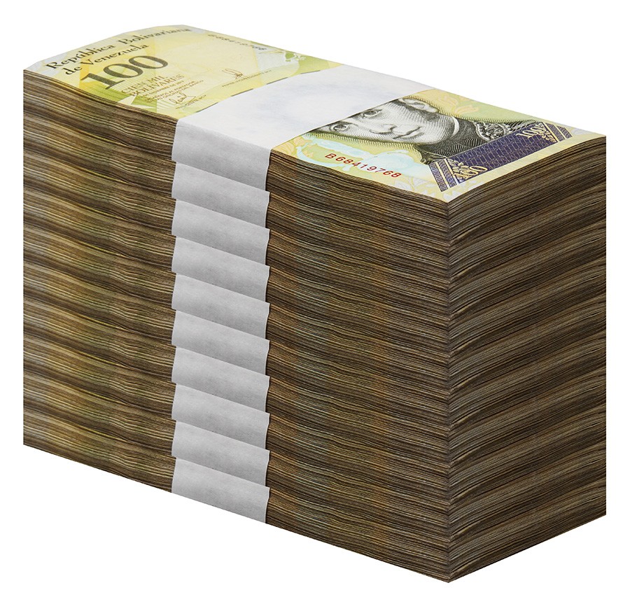 Venezuela 100000 100,000 Bolivares 1000 Pc Brick Bundle USED 2017 Fuerte NOTE