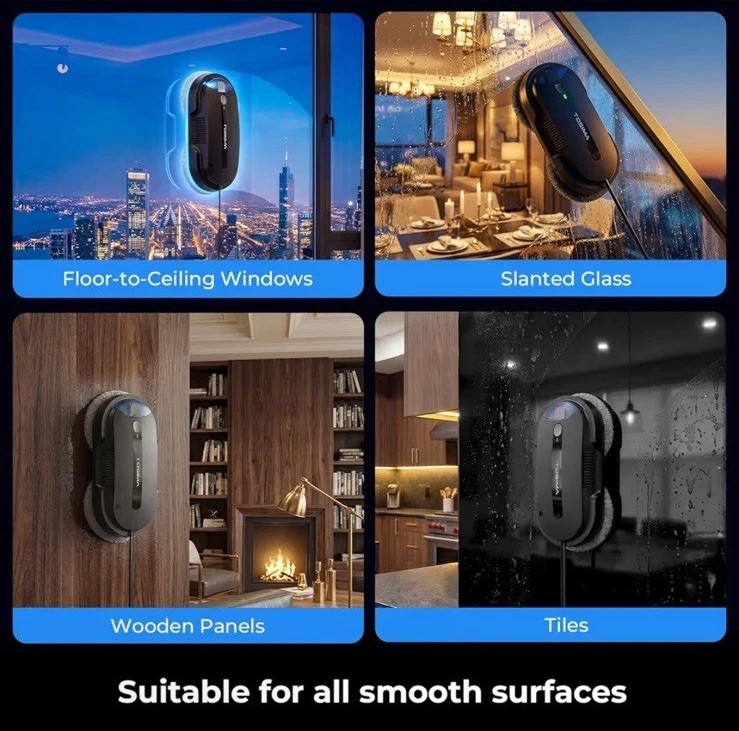 X1 Window Cleaning Robot 6400Pa Smart Variable Suction Dual Spray Remote