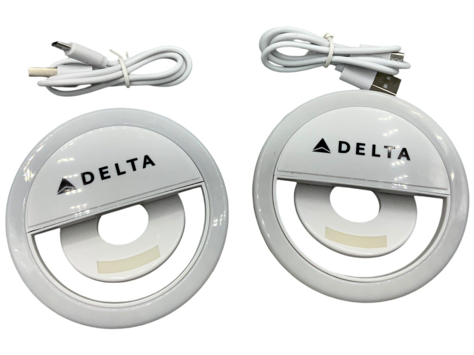 Lot of 2x Selfie Clip On Rechargeable LED Selfie Light Rings Delta Promo Item