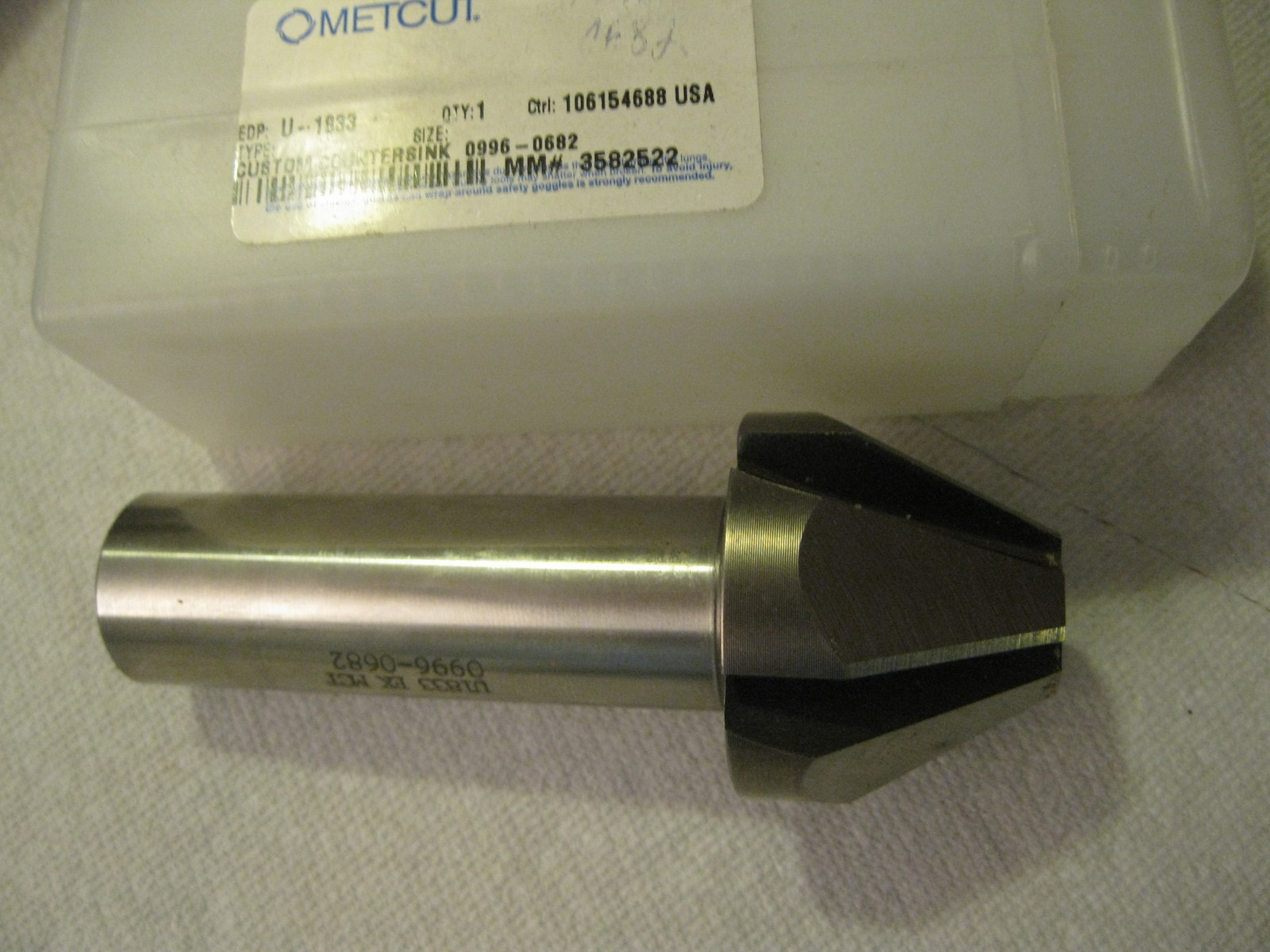 1-3/4" x 60° Countersink, 5 Flute, 1" Shank, Kennametal       U-1833
