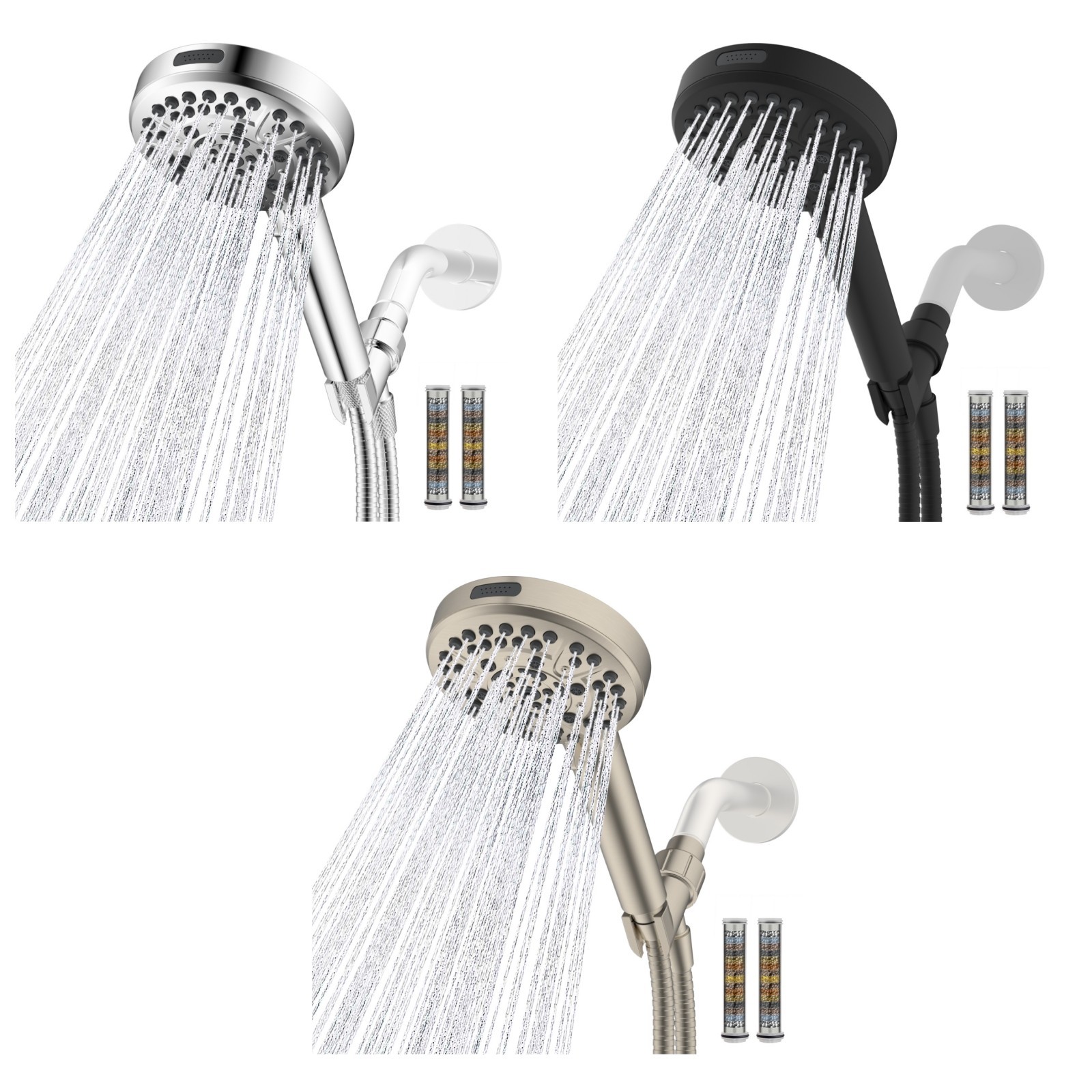 Filtered Hand Held Wand Shower Head High Pressure Handheld Spray Stainless Steel