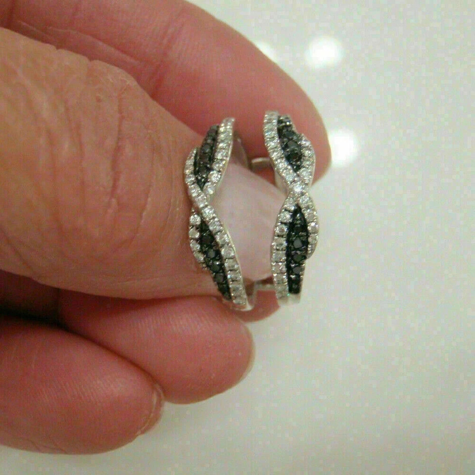 14K White Gold Plated 2.00Ct Lab Created Black Diamond Enhancer Wrap Guard Ring