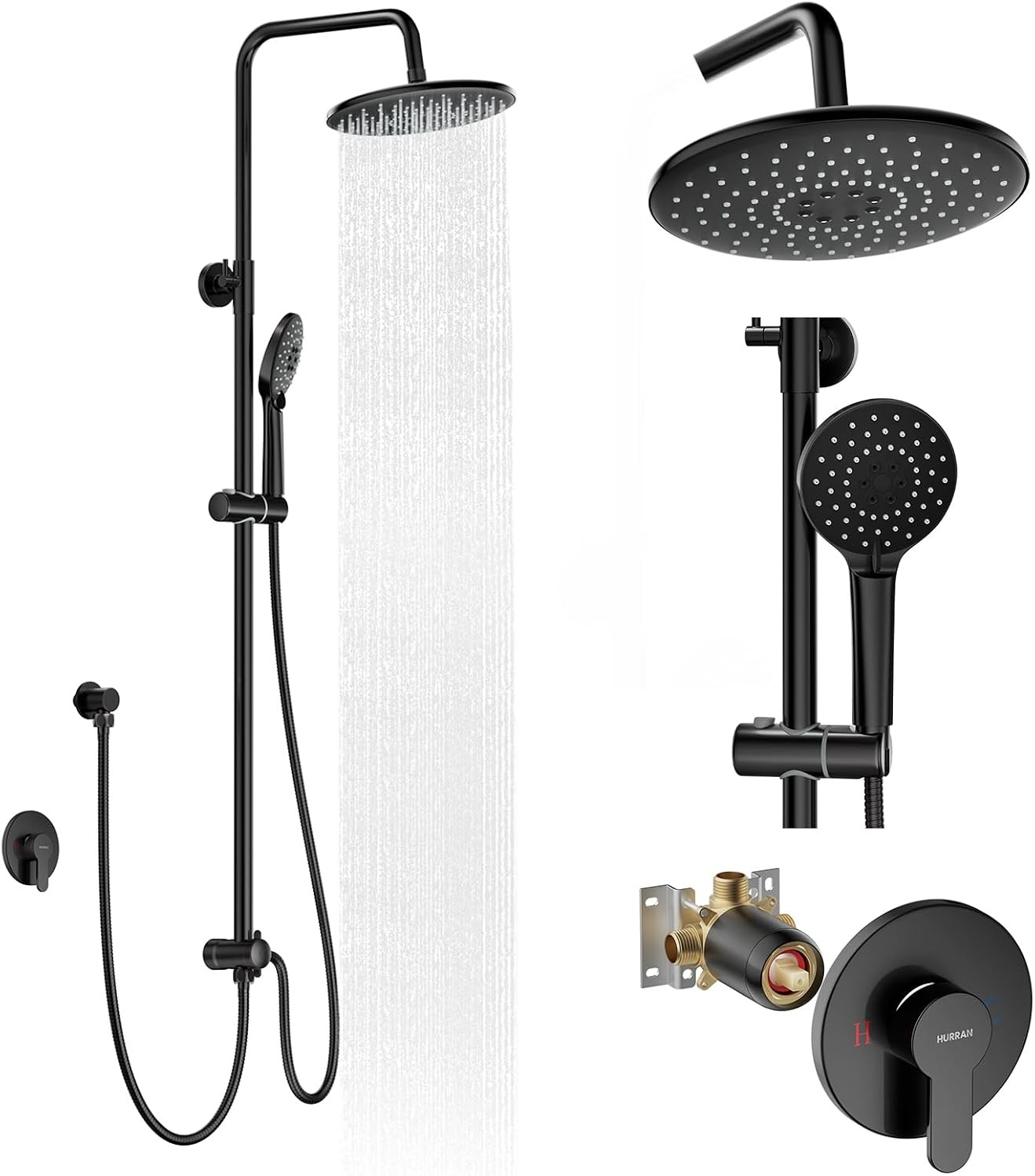 Shower System with 10 Inch Rain Shower Head and Handheld Sprayer, 3-Function