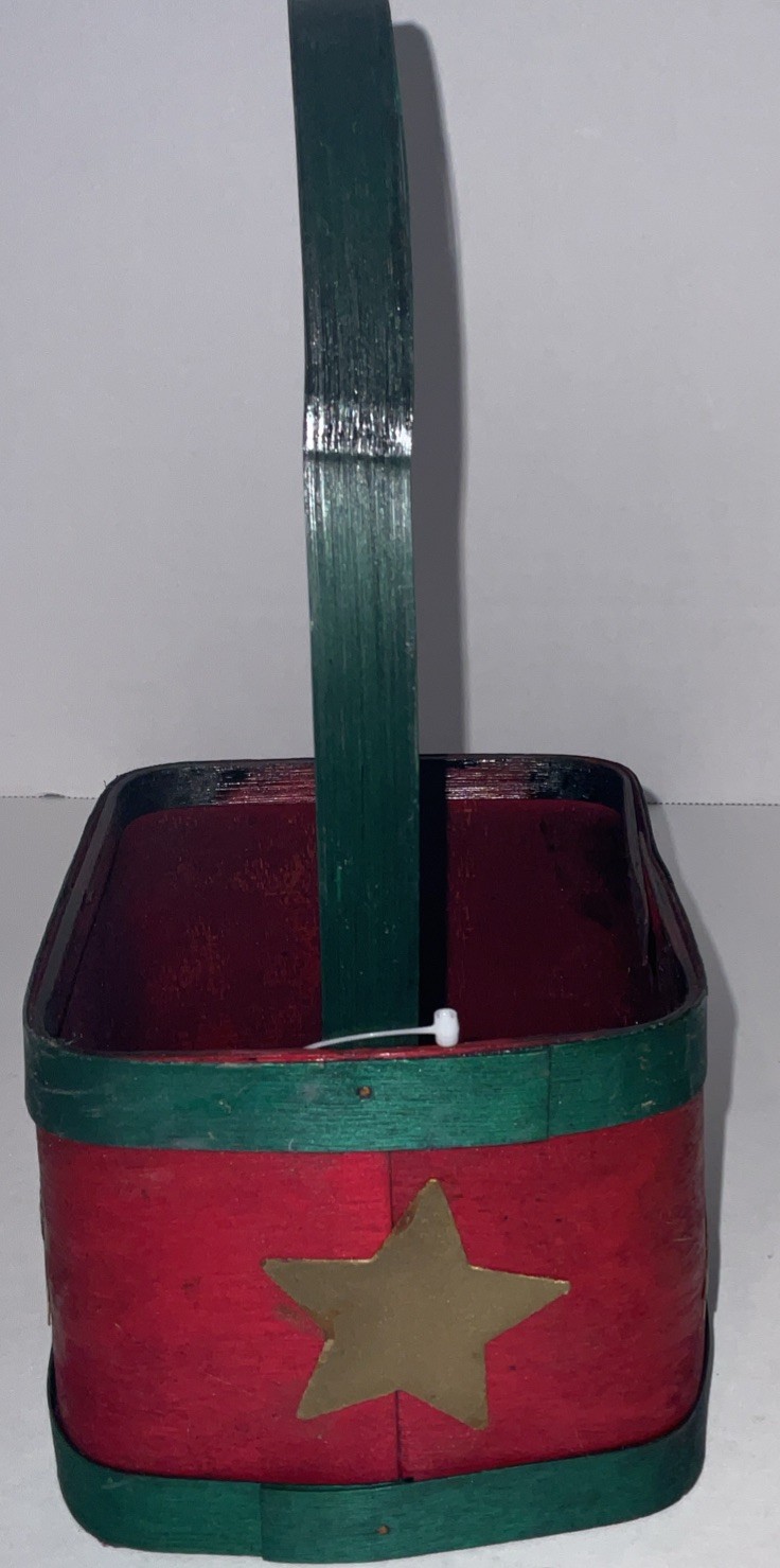 Small Christmas Basket 4.5” X 5”, Red & Green, NWT