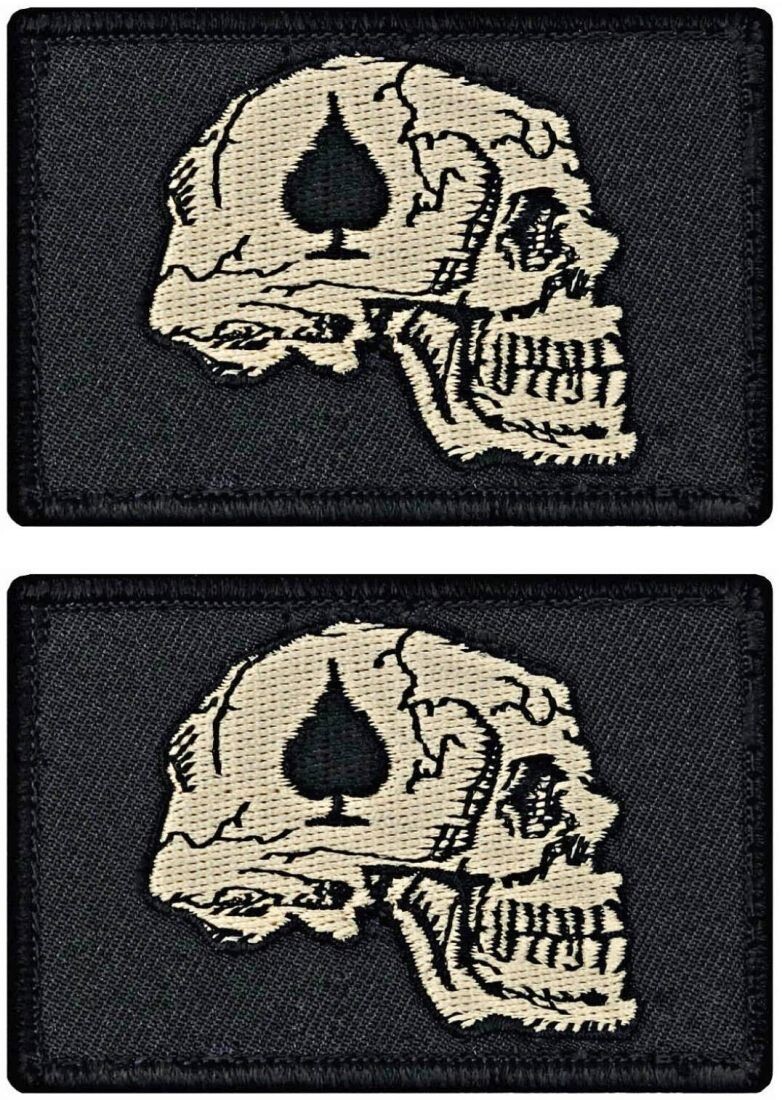 Dead Skull Spade Vietnam war Tactical Morale Patch | 2PC HOOK BACKING   3"x2"