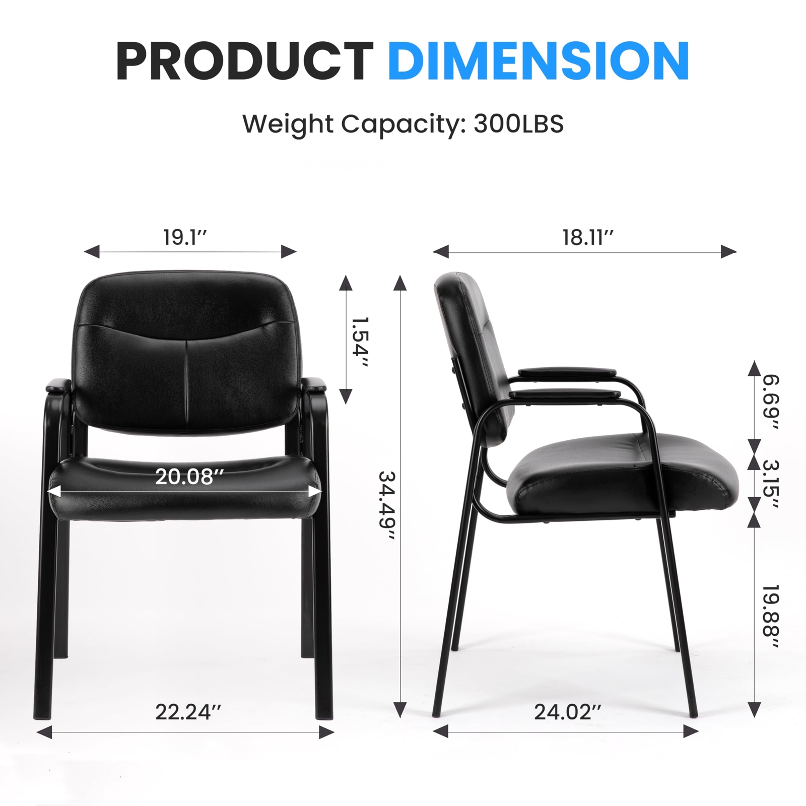 Luxury 2-Pack Leather Reception Chairs for Conference & Lobby Areas