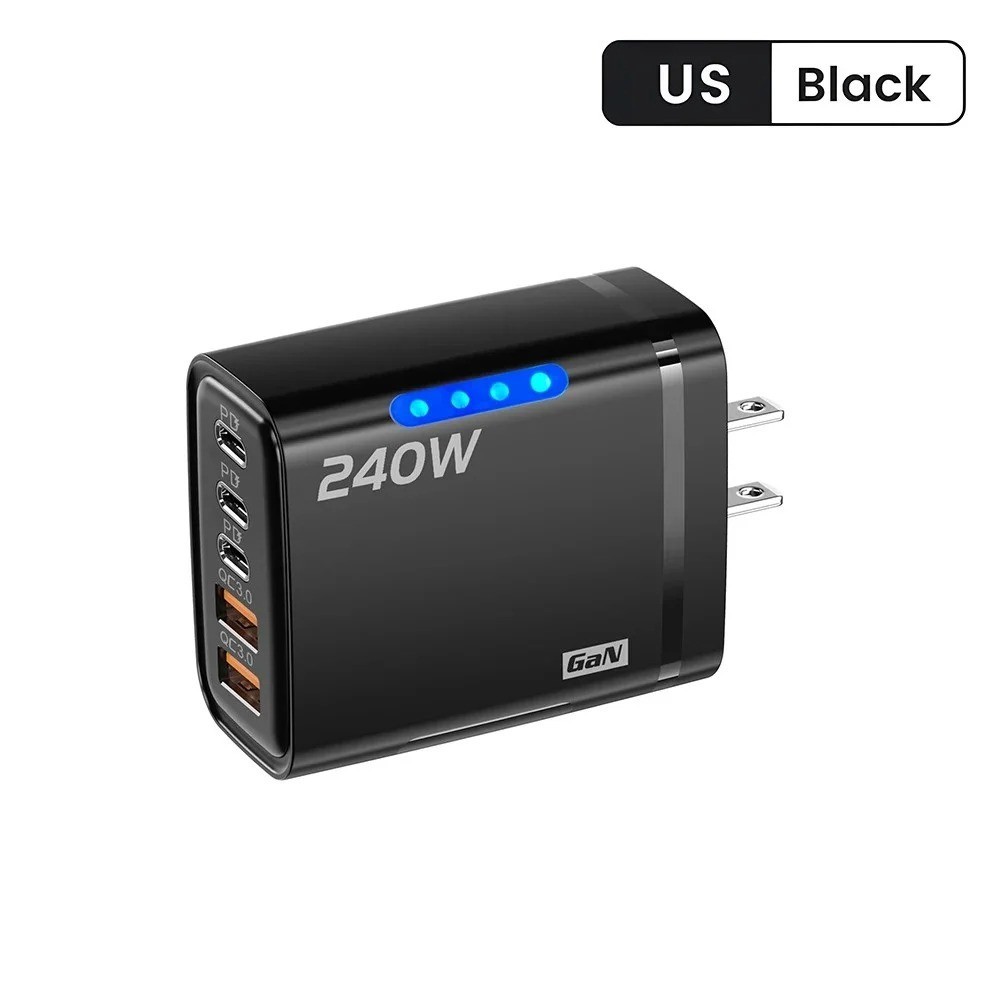 240W GaN USB C Charger 5 in 1 Fast Charging Phone Charger Power Adapter