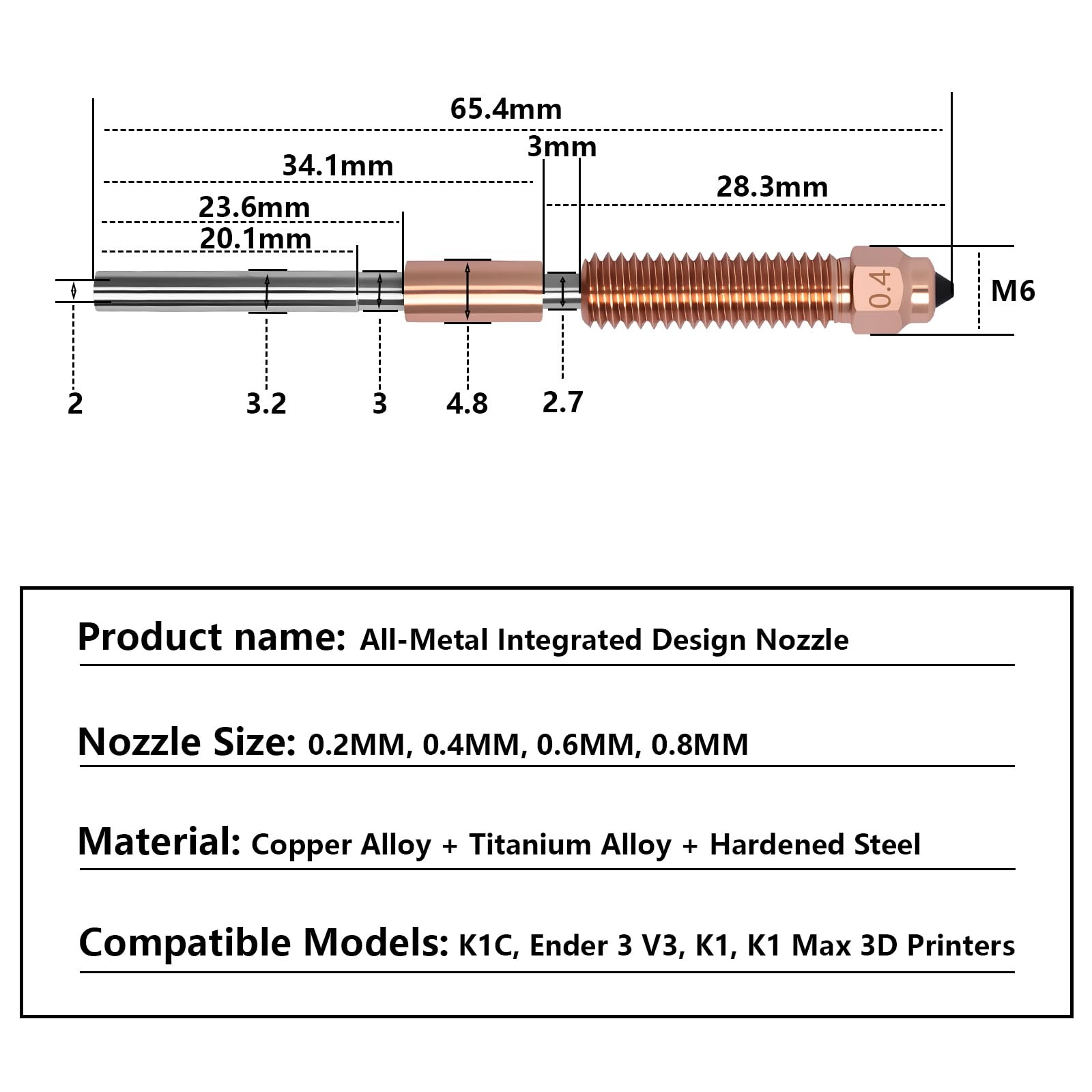 LANKEGU K1C Nozzle 0.2-0.8mm 5PCS