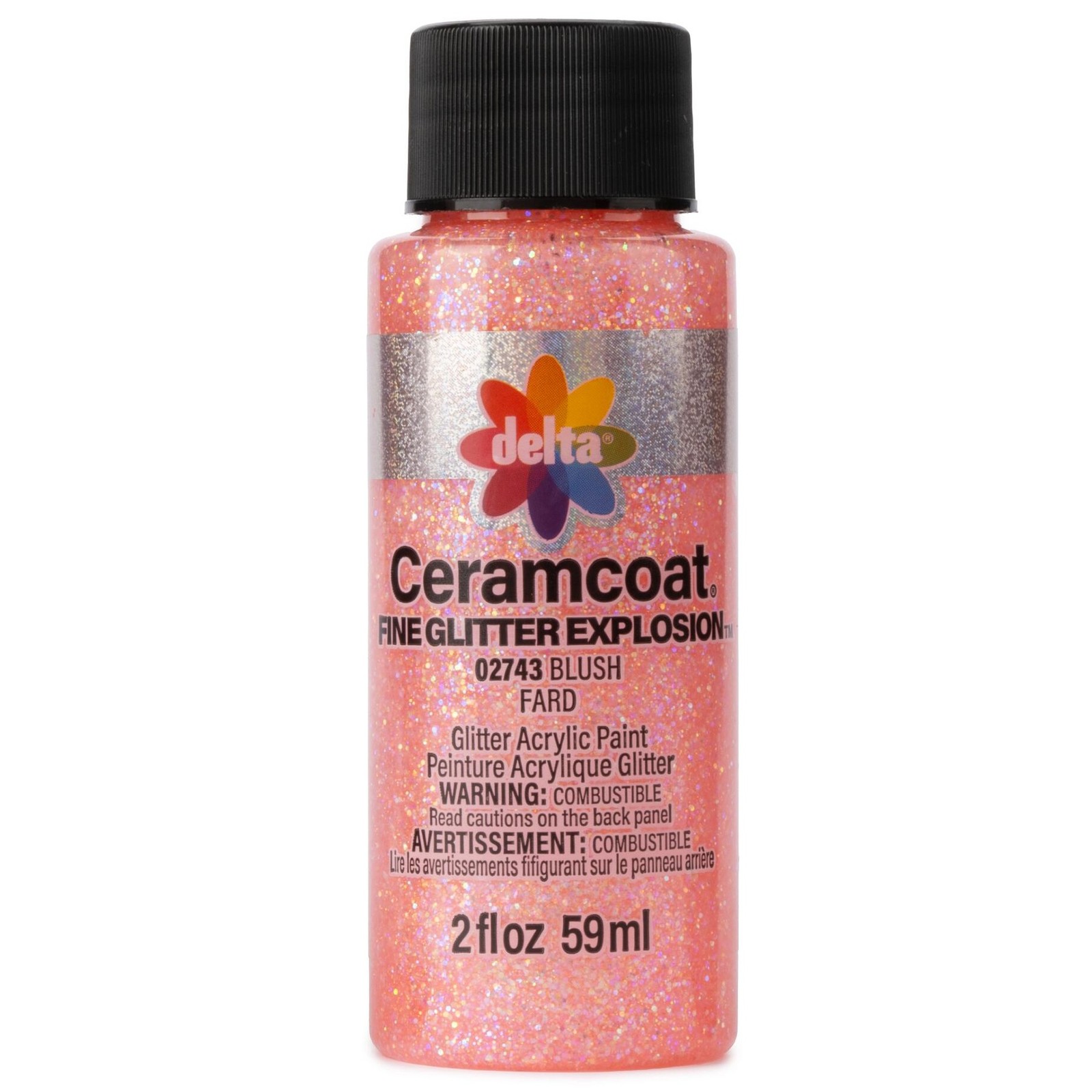 Delta Ceramcoat Fine Glitter Explosion Acrylic Paint 2oz-Blush