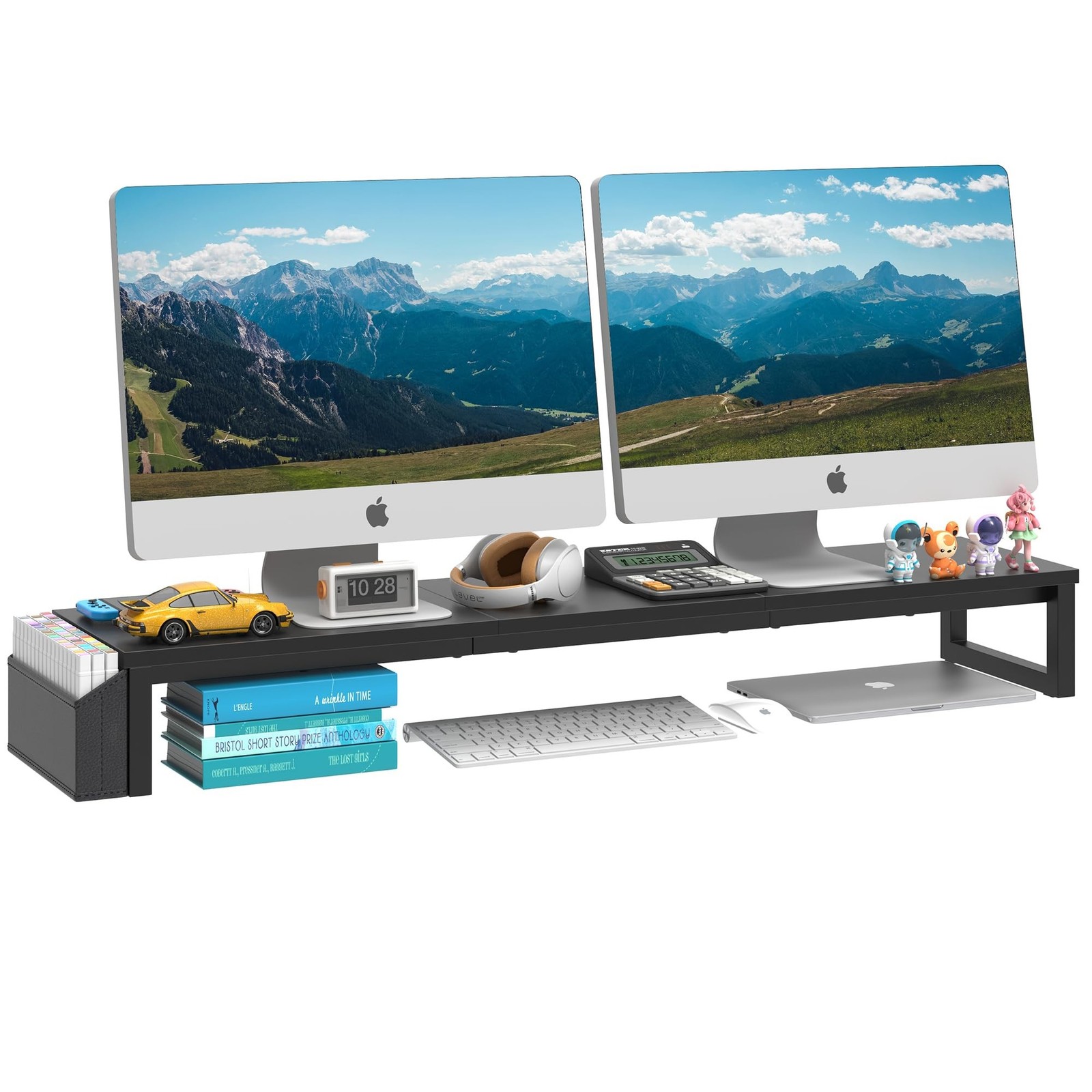 LAND·VOI Dual Monitor Stand Riser,41.5'' Long Monitor Stand for 2 Monitors,
