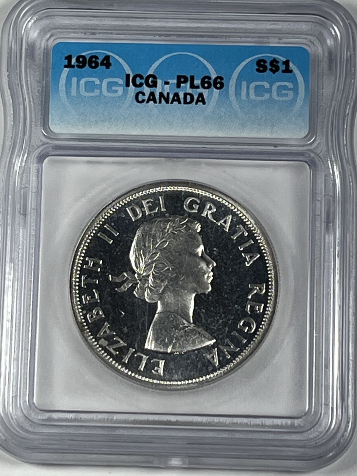 1964 Canada Silver Dollar : ICG PL66