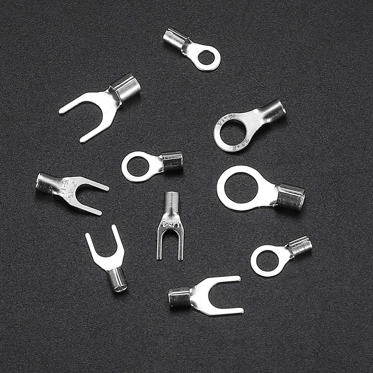 320 Pieces Non-Insulated Ring Terminals & Fork Connector Kit, Copper Ring...