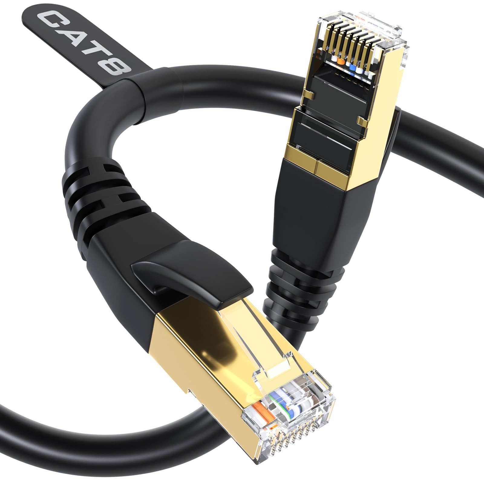 DbillionDa Cat8 Ethernet Cable, Outdoor&Indoor, 6FT Heavy Duty High Speed 26AWG