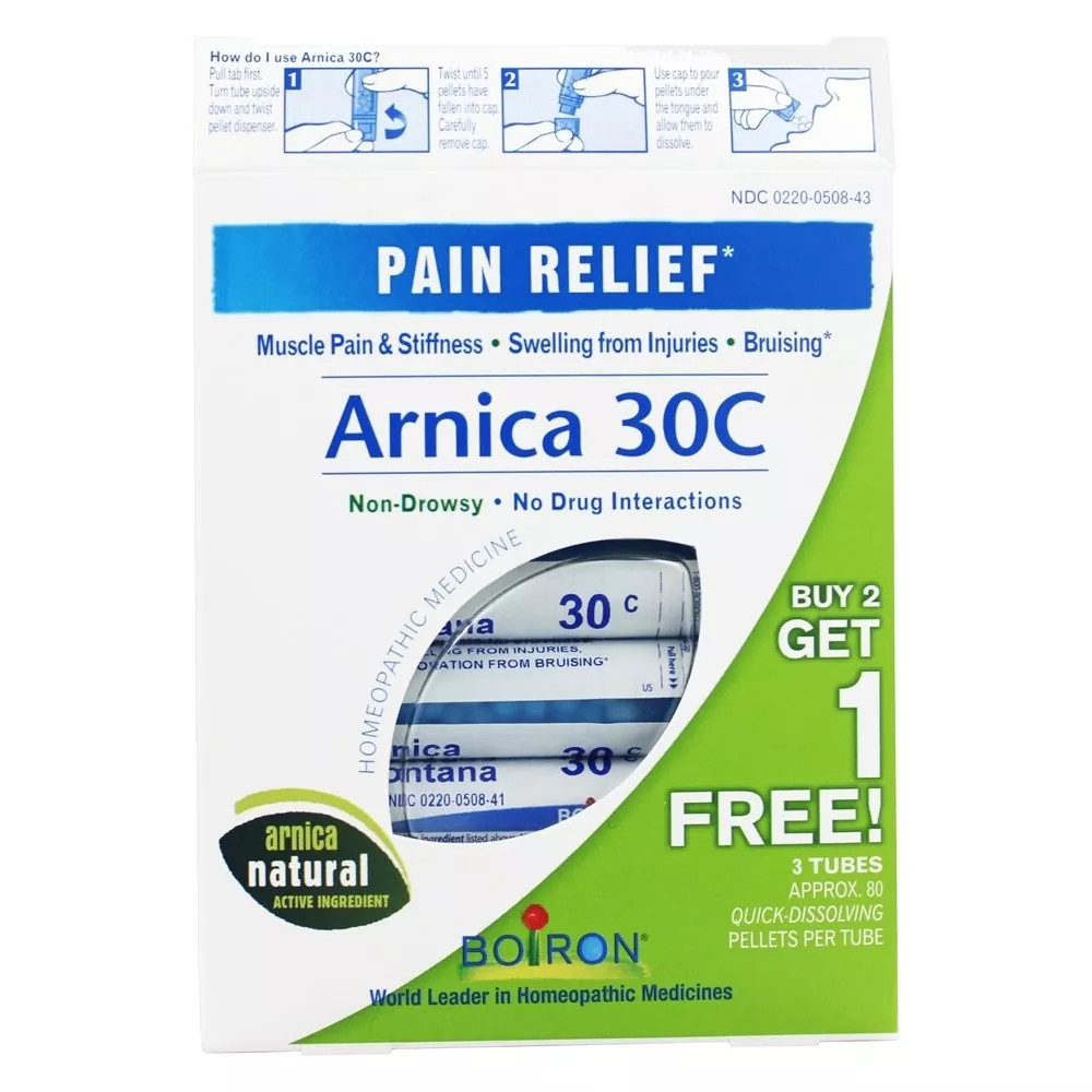 Boiron Arnica 30C,Muscle Pain,Swelling,Stiffness,Value Pack,3Pack(240 Pellets)