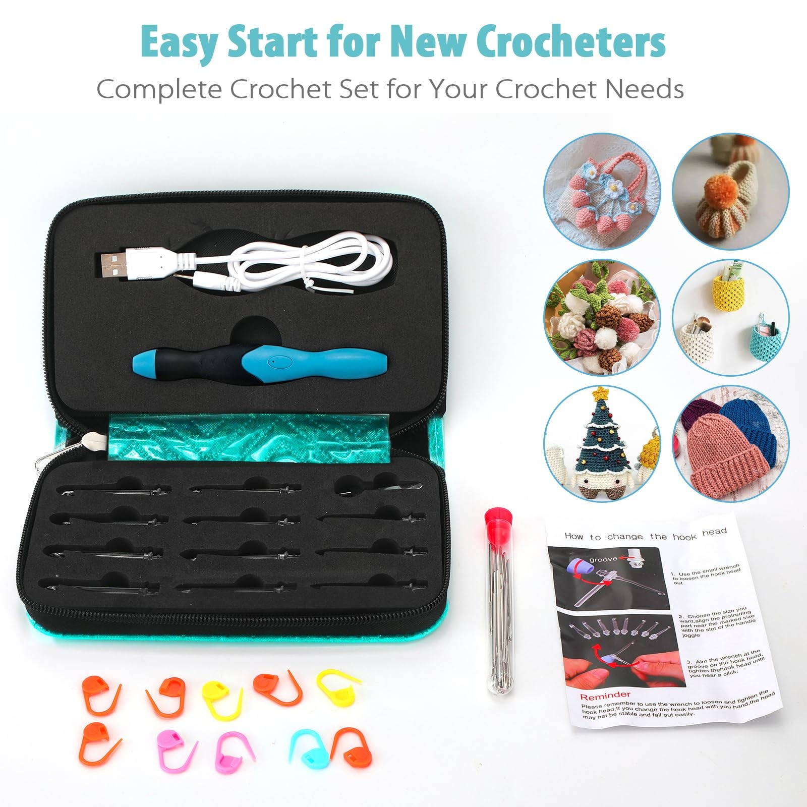 Light up Crochet Hook Set - 11 in 1 Lighted Crochet Hook Set for Beginners Er...