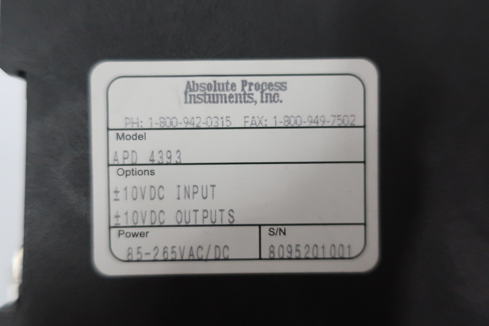 Api APD 4393 Dc To Dc Isolated Signal Splitter Transmitter 10v-dc