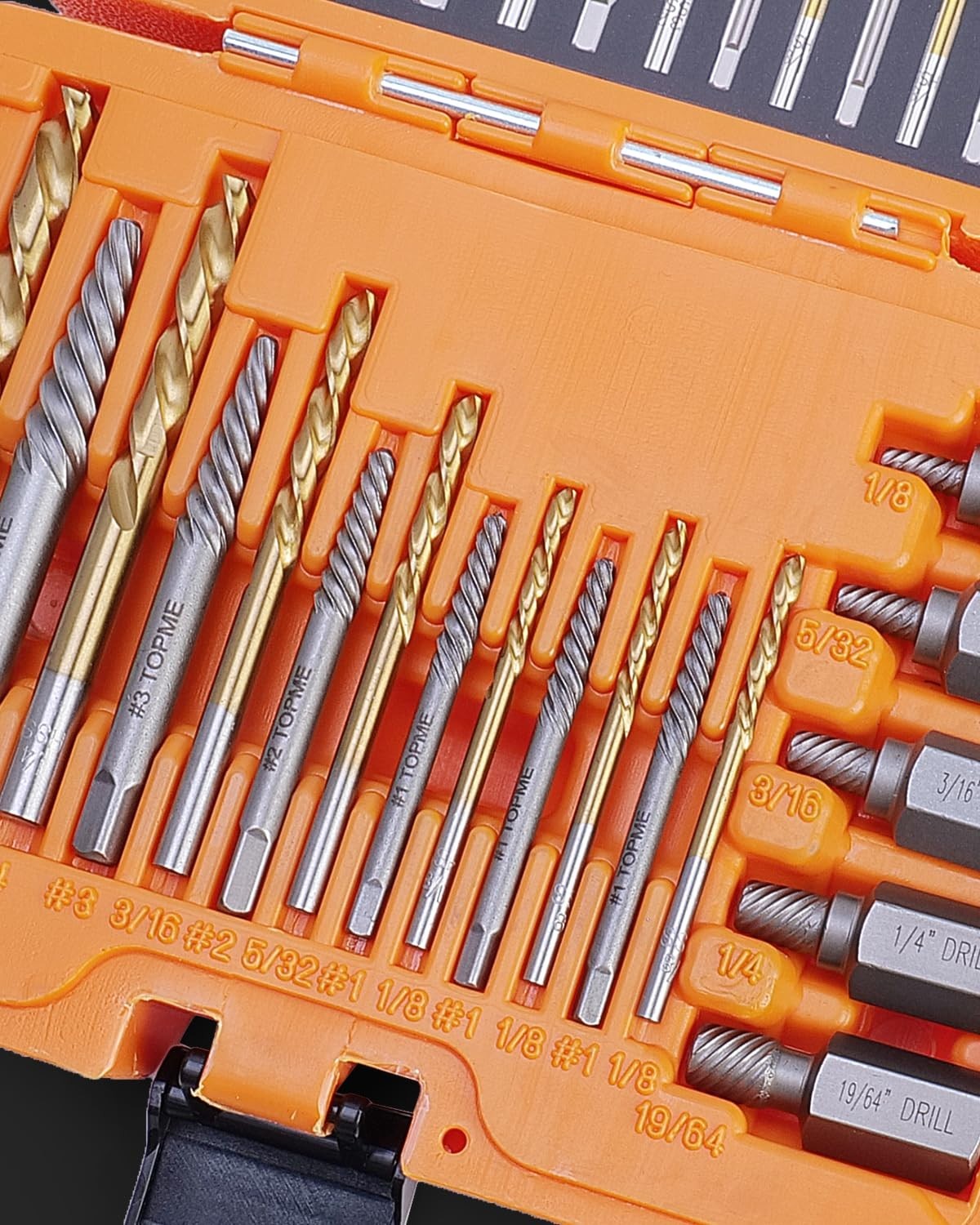 19pc Screw Extractor & Left Hand Drill Bit Set Damaged Bolt Easy Out Remover Kit