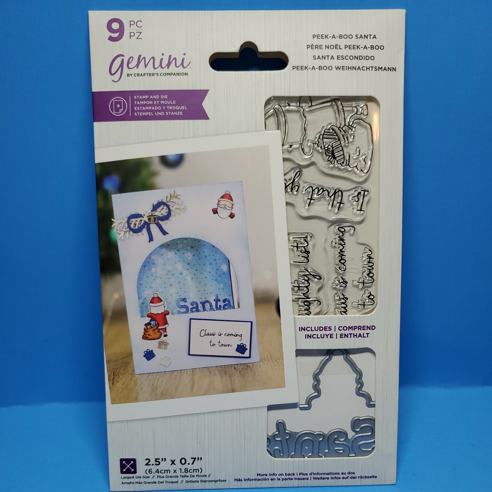 CCH3 Crafters Companion Peek a Boo Santa Christmas stamp and die set New