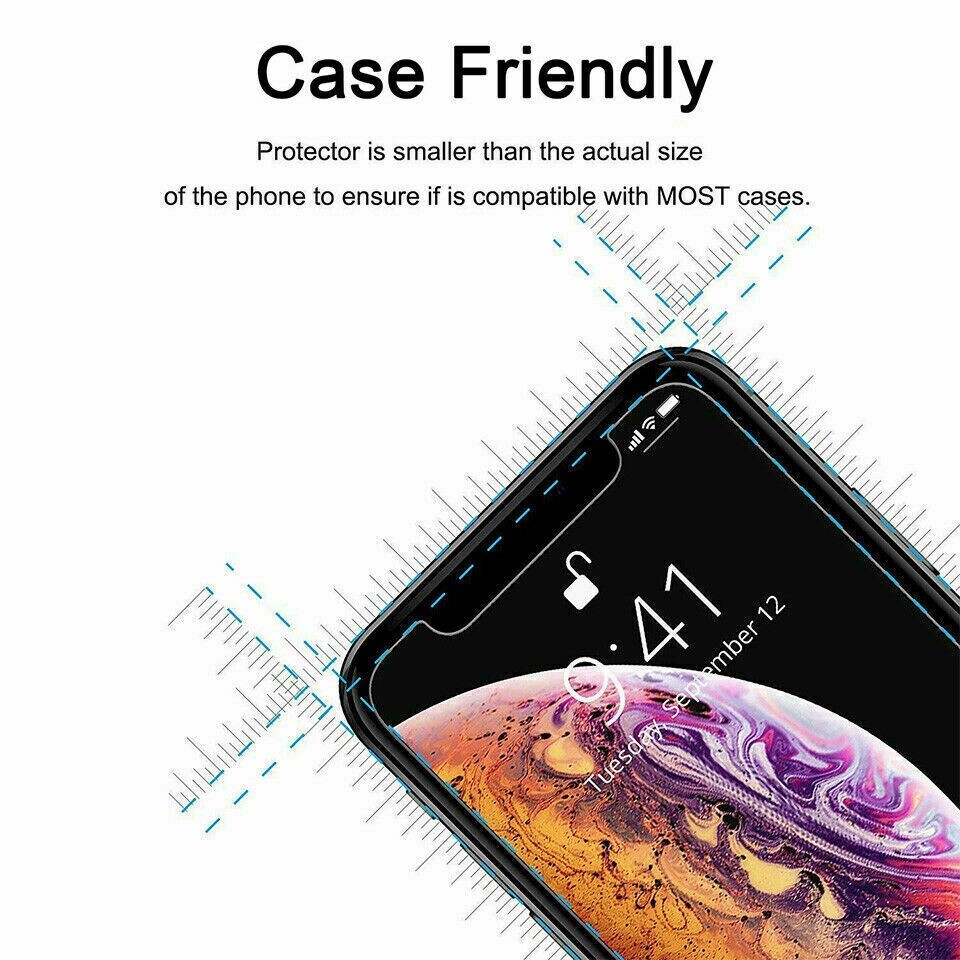 For Apple iPhone XS MAX Clear 9H Tempered Glass Screen Protector Case Friendly
