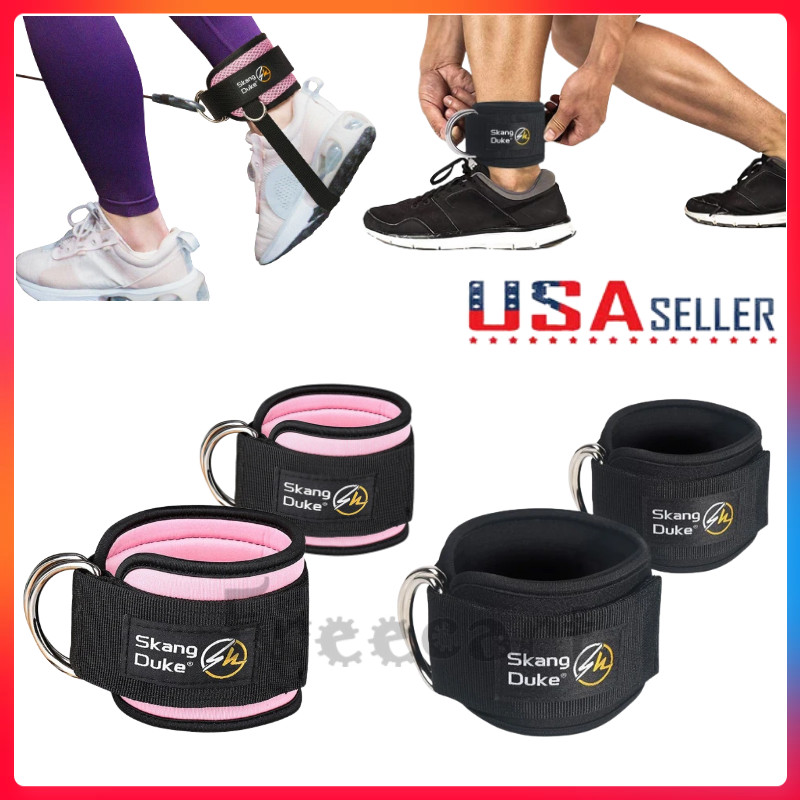Ankle D Ring Strap Thigh Leg Pulley Lifting Padded Cable Attachment Gym Weight