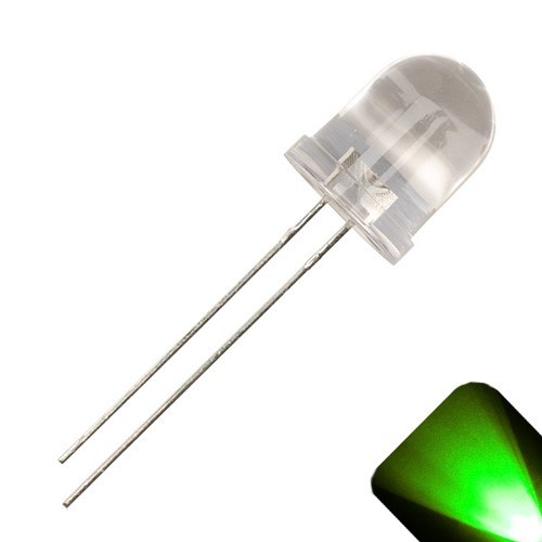 10 x LED 10mm Pure Green Ultra Bright Water Clear Round Top LEDs Light Lamp Car