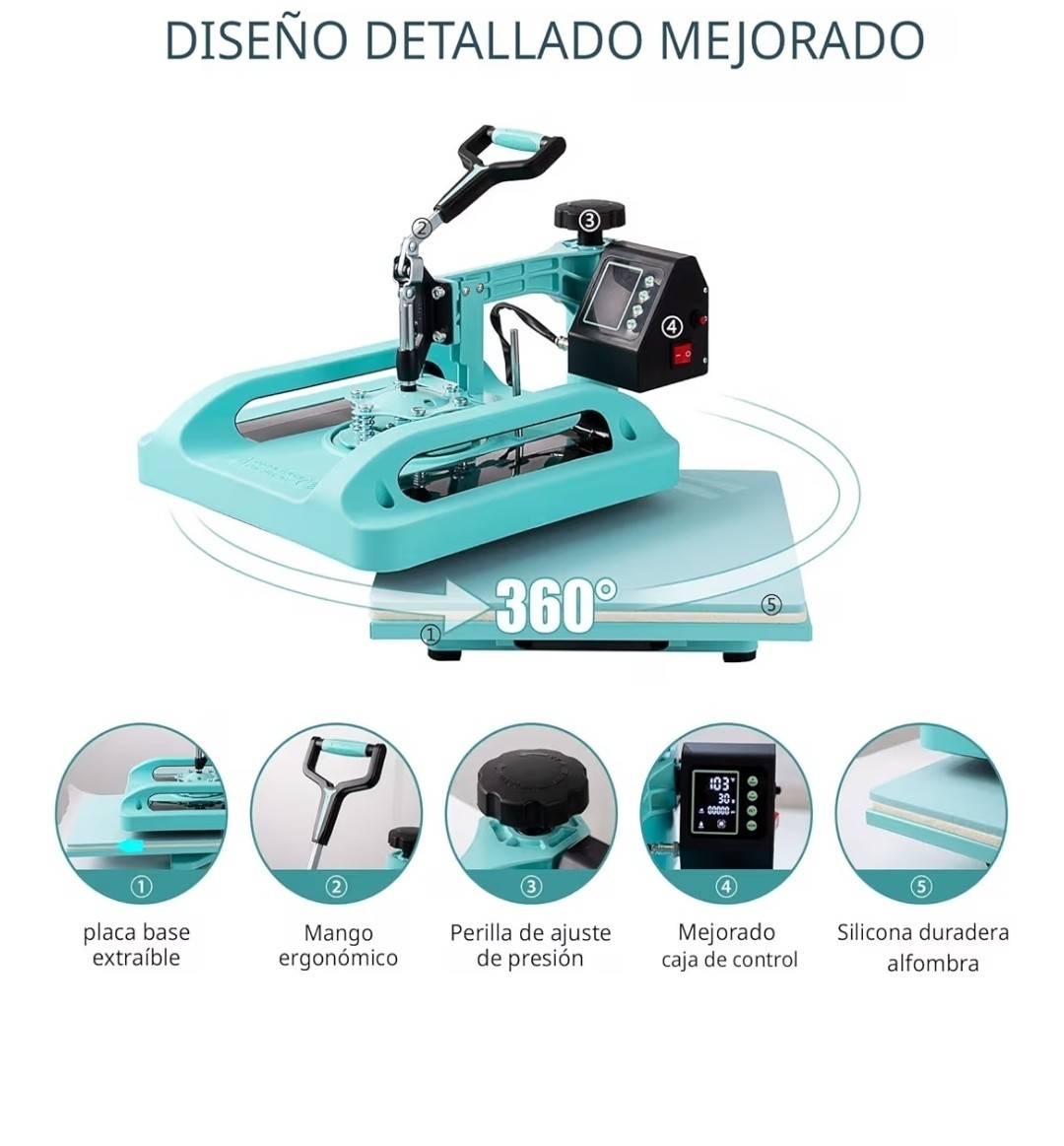 8 in 1 Multifunction Swing-arm Heat Press 15x15in Digital Display Handle