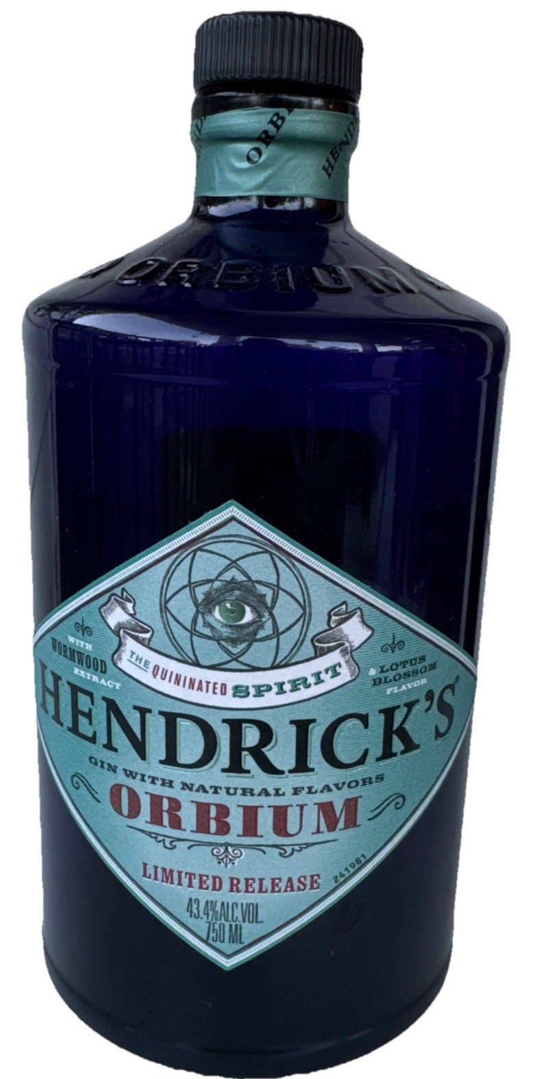 Hendrick’s Orbium Gin Empty 750ml Blue Glass Bottle Limited Edition Collectible
