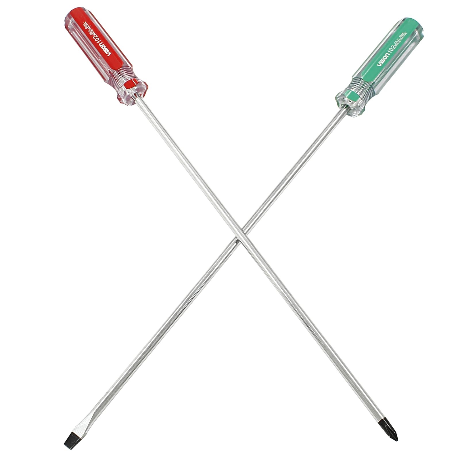 Hitefu 2PCS Long Screwdriver, 10 Inch Phillips and Slotted Screwdriver, Relia...