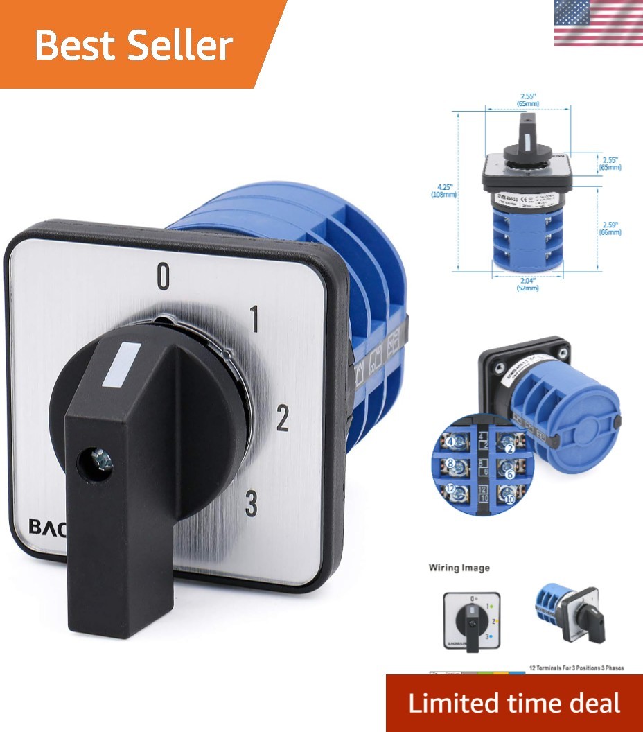 40A 660V Rotary Cam Switch - 4-Position 12 Terminal for Industrial Applications