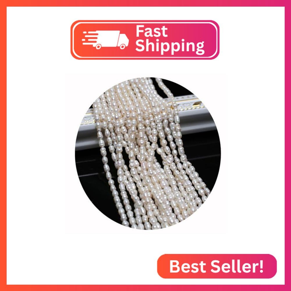 3-4mm Natural Pearl Beads Small Rice Shape White Cultured Freshwater Pearl Loose