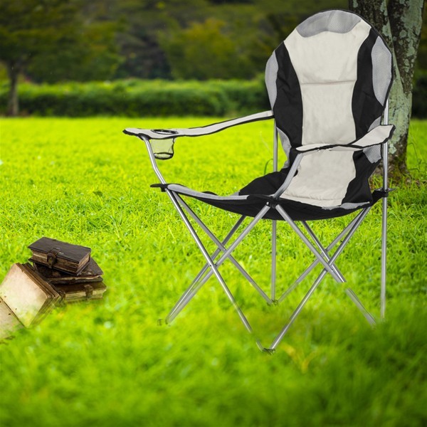 Black And White Camping Chair, Black Cotton Fishing Chair Oxford Cloth Folding C
