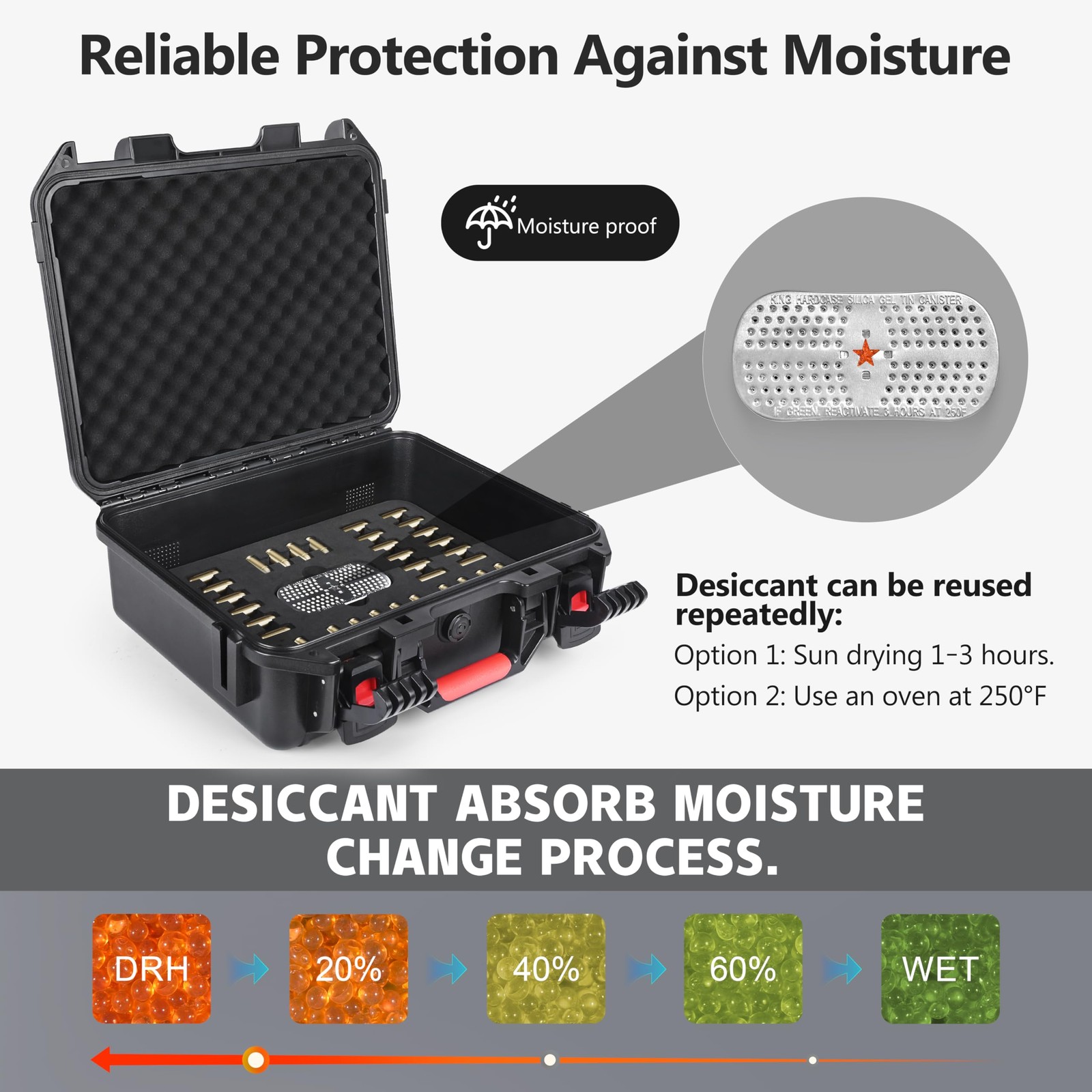 Kinghardcase 600 Rounds 10mm Ammo Storage Case 600 Round Case, black