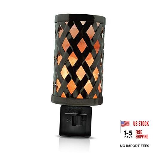 Natural Pillar Basket Wall Salt Lamp Night Light with Pink Salt Chunks | 360
