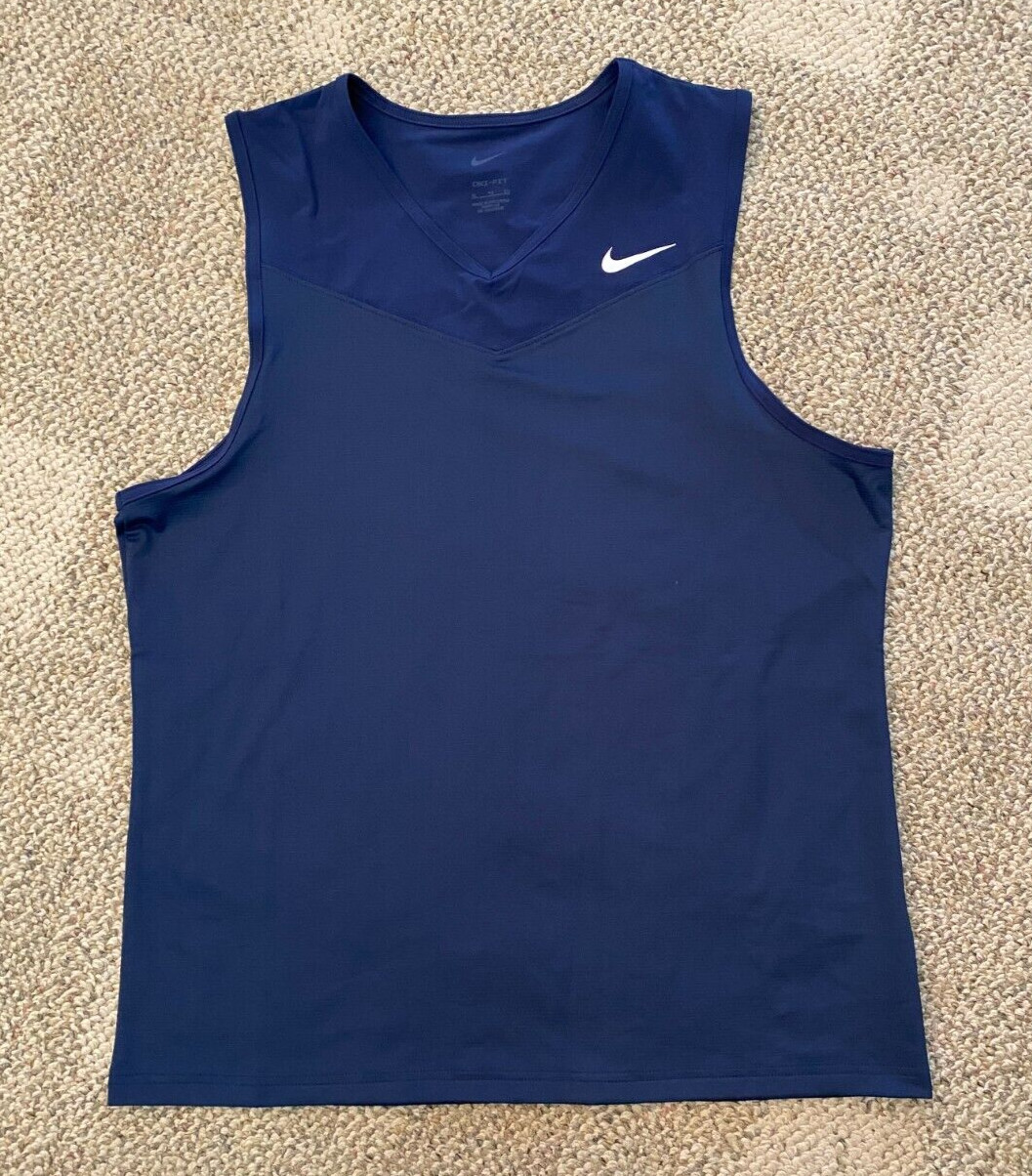 Nike Tank Top Shirt Stock Vapor Football Practice CW3910-419 Navy $50 Men's L
