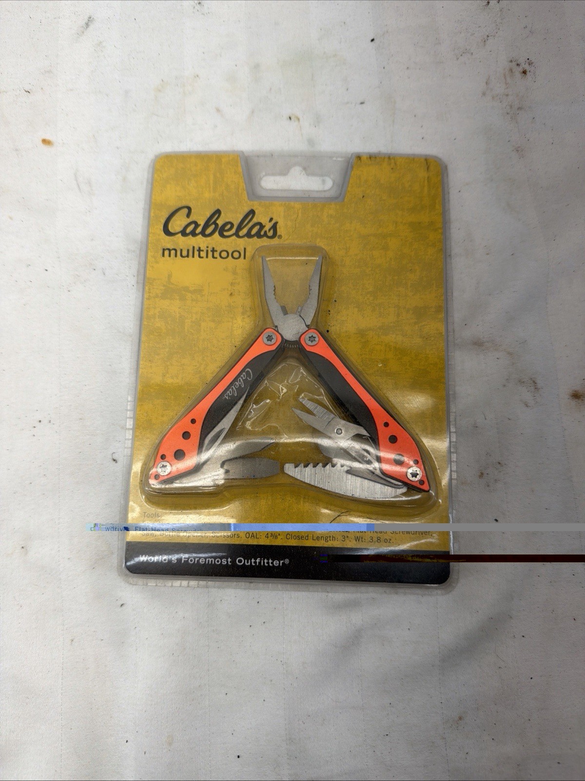 Cabelas Multitool Red Pliers Screwdriver Saw Scissors Knife - NIB