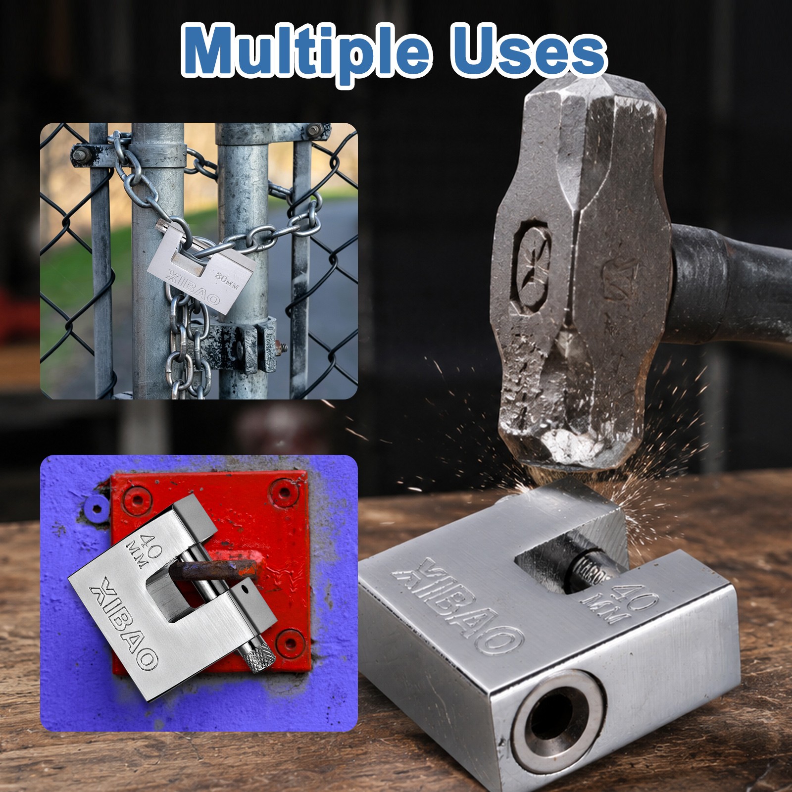 2Pcs Shipping Container Lock with 3 Keys High Security Padlock (2 Inch)