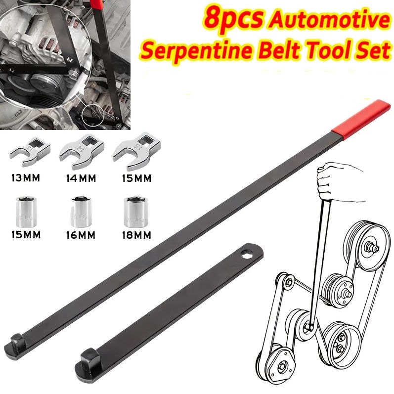 Serpentine Belt Tool Kit,Universal 3/8" 1/2" Drive Serpentine Belt Adjust Tighte