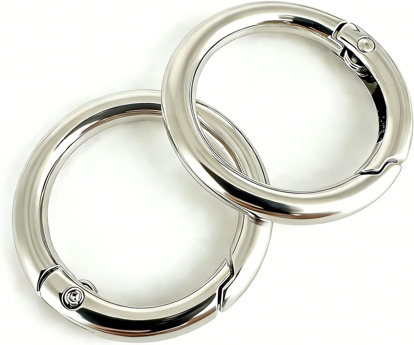 20 Pack Key Ring Clip, Spring O Rings round Carabiner Clip, Metal Keychain Rings