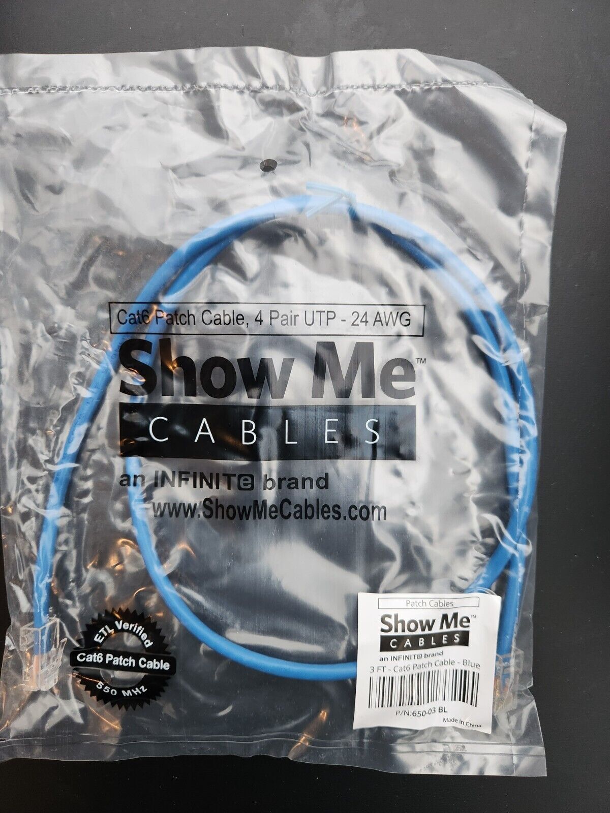 (2 Pk) No Boot Cat6 Ethernet Patch Cable - Blue – 3 F