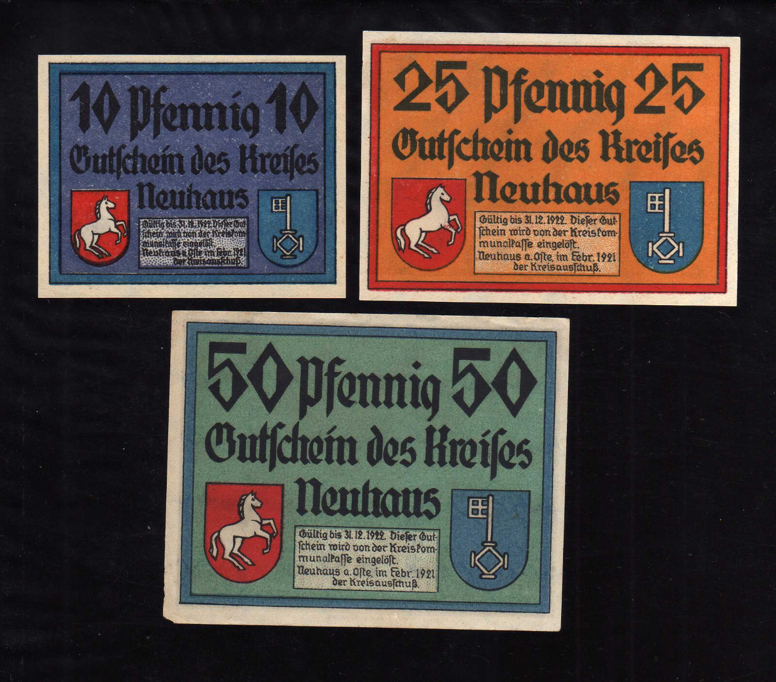 NEUHAUS - GERMANY NOTGELD -  10, 25, 50 PFENNIG
